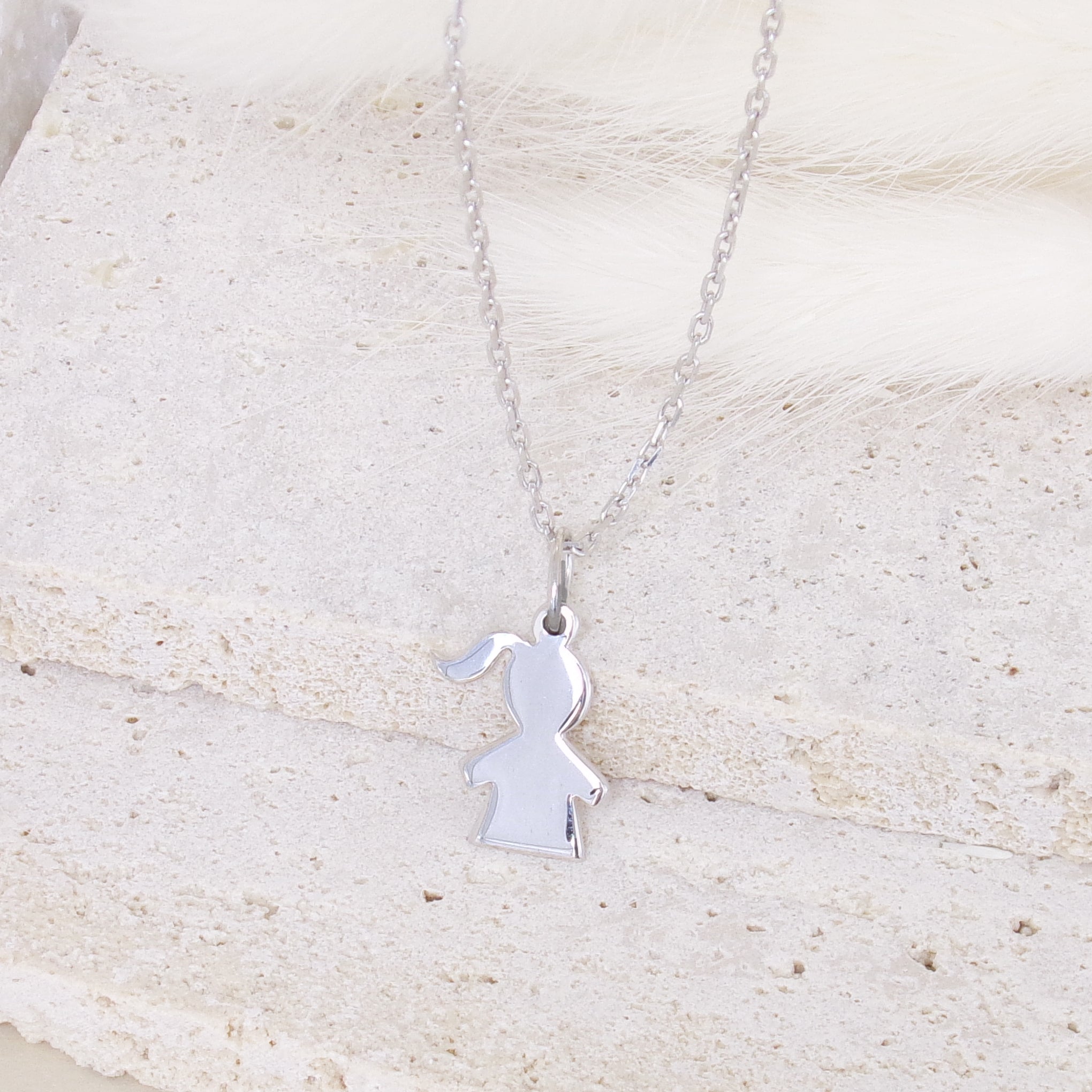 Breloque silhouette Fille 15mm argent