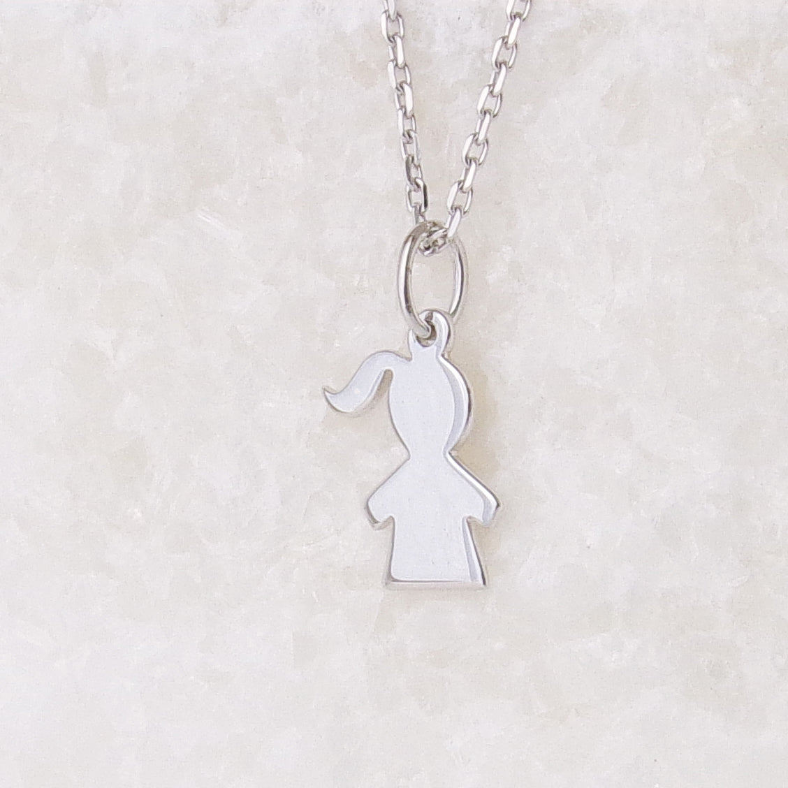 Breloque silhouette Fille 15mm argent