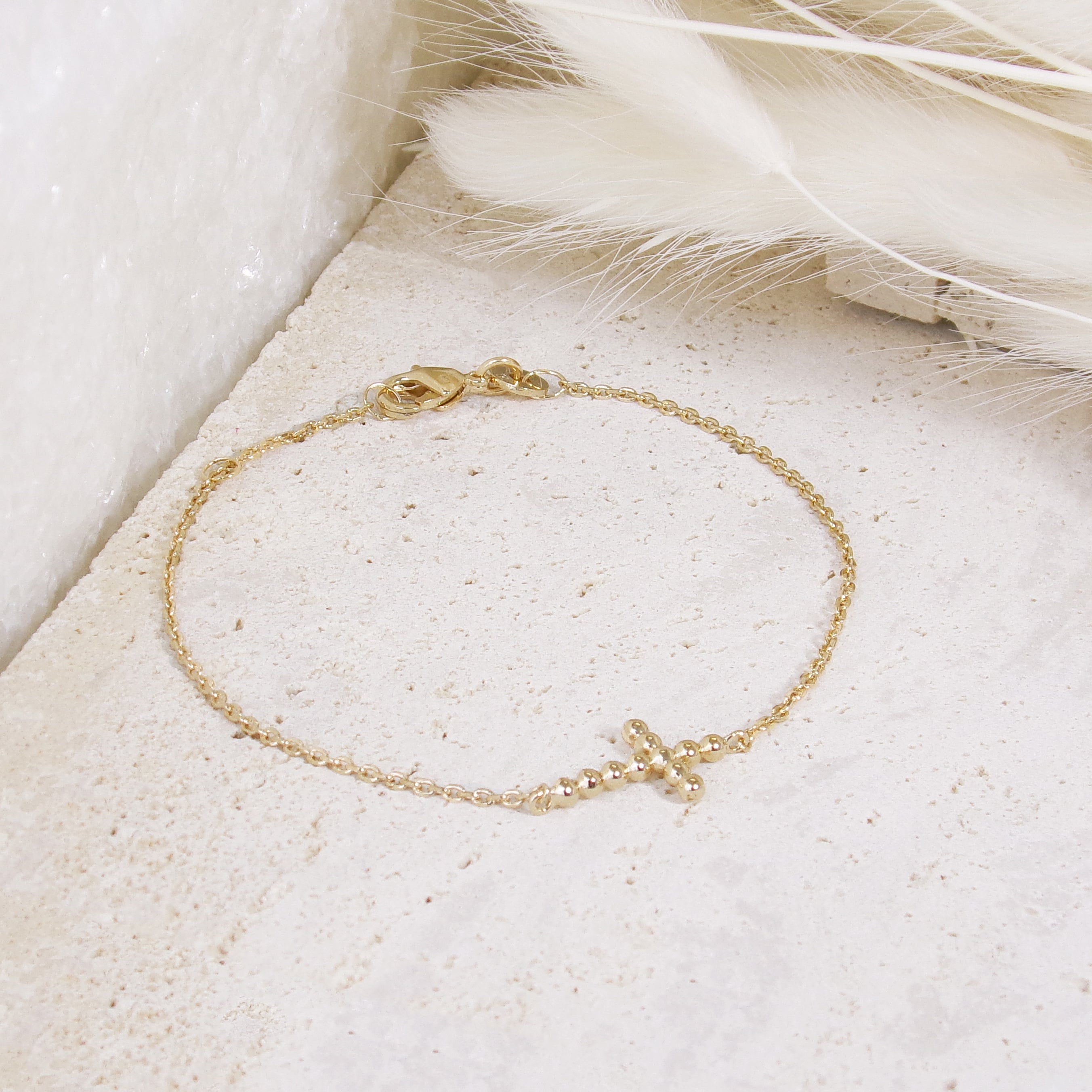Fara Bracelet 18cm beaded cross gold-plated