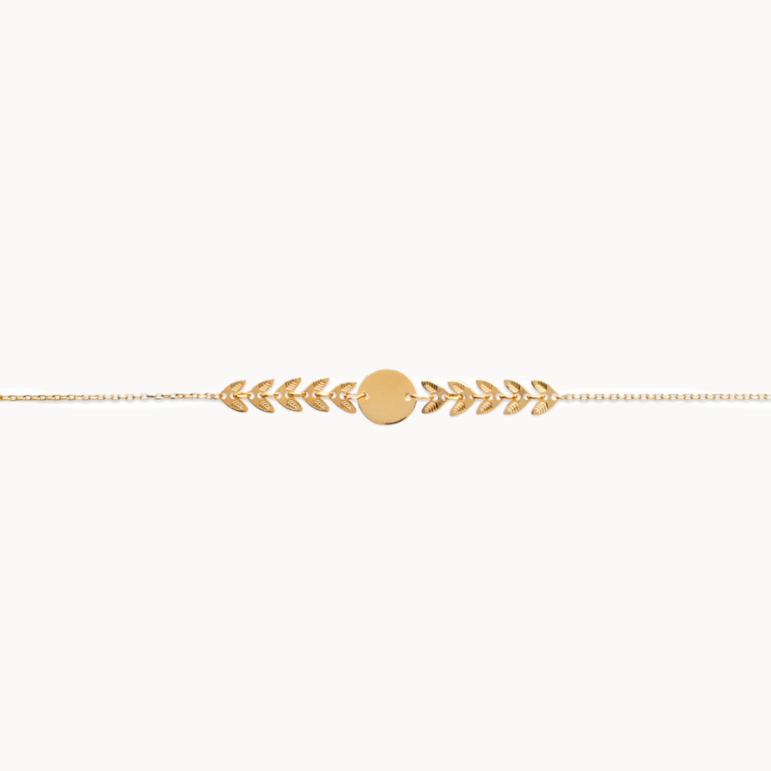 Lily bracelet 18cm wheat ears and medal to engrave gold-plated