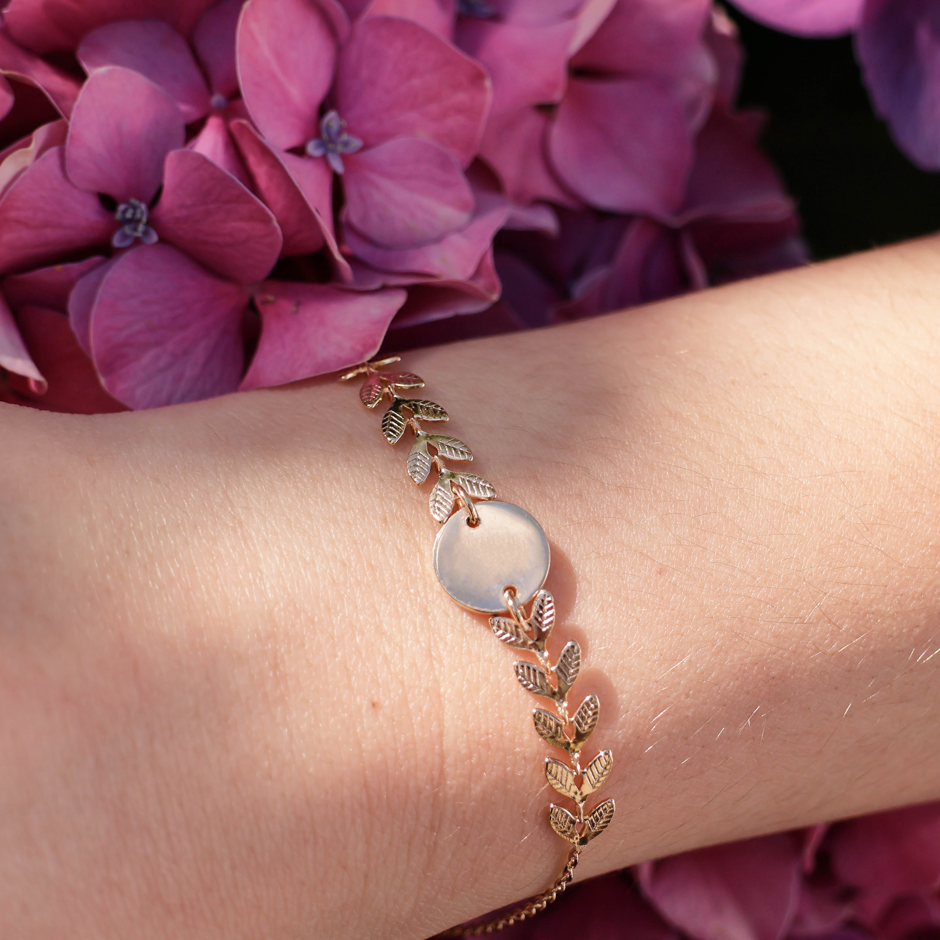 Lily bracelet 18cm wheat ears and medal to engrave gold-plated