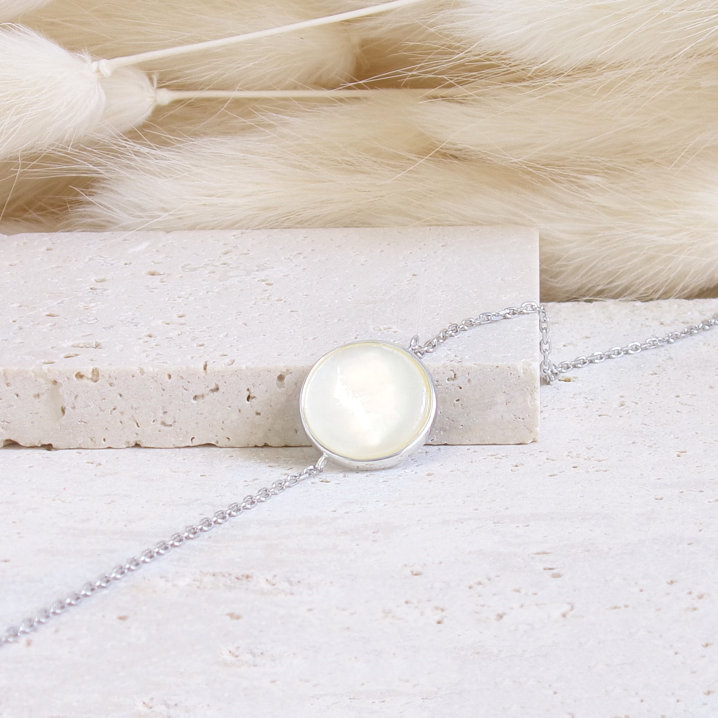 Suki bracelet 18cm mother-of-pearl medal 14mm silver to engrave