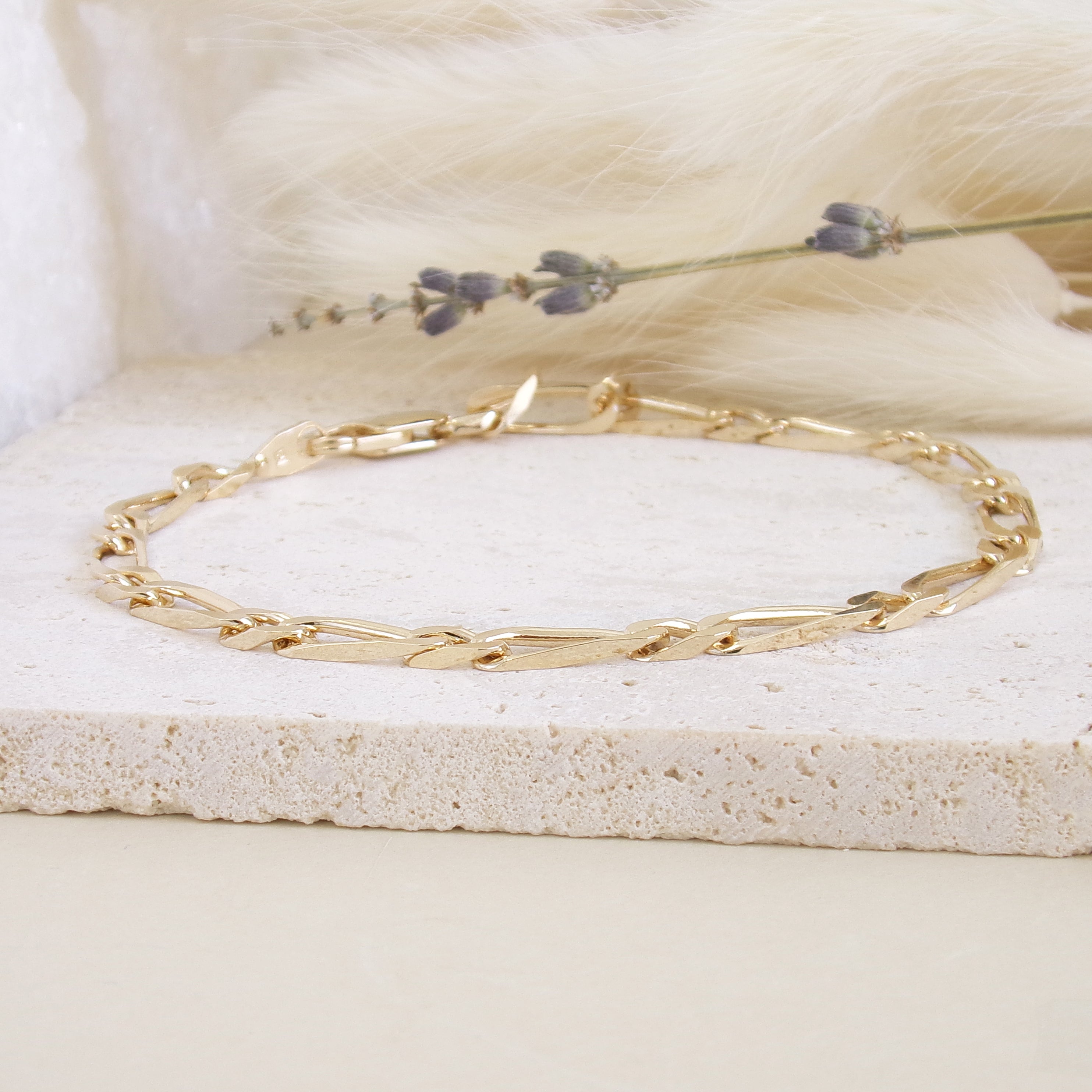 Figaro bracelet 1/1 alternating mesh gold-plated