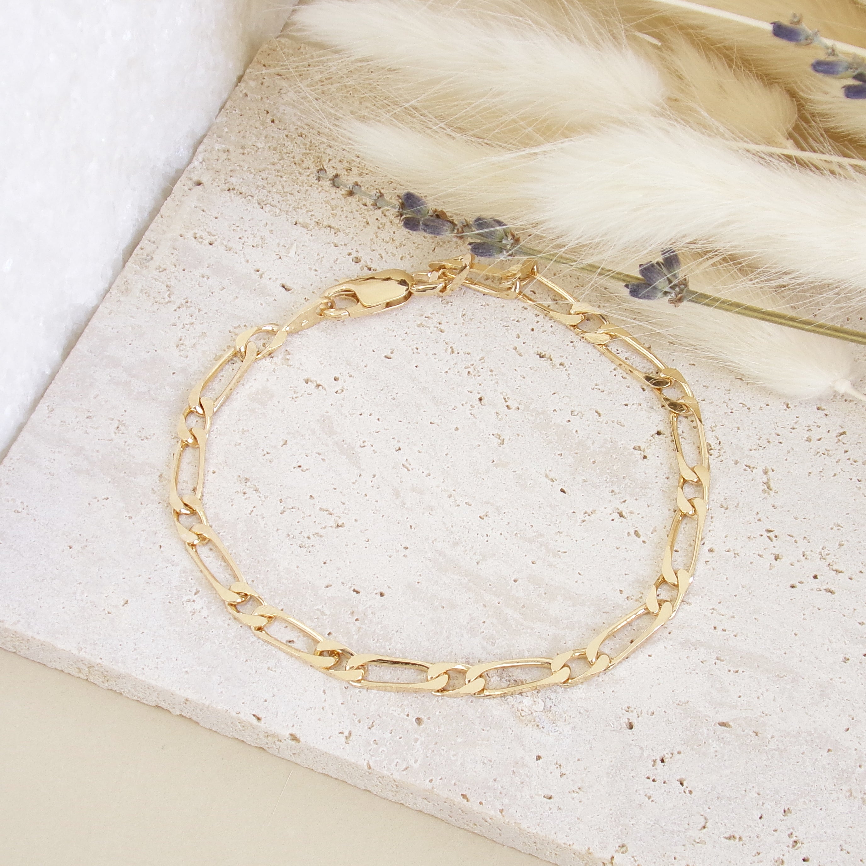 Figaro bracelet 1/1 alternating mesh gold-plated