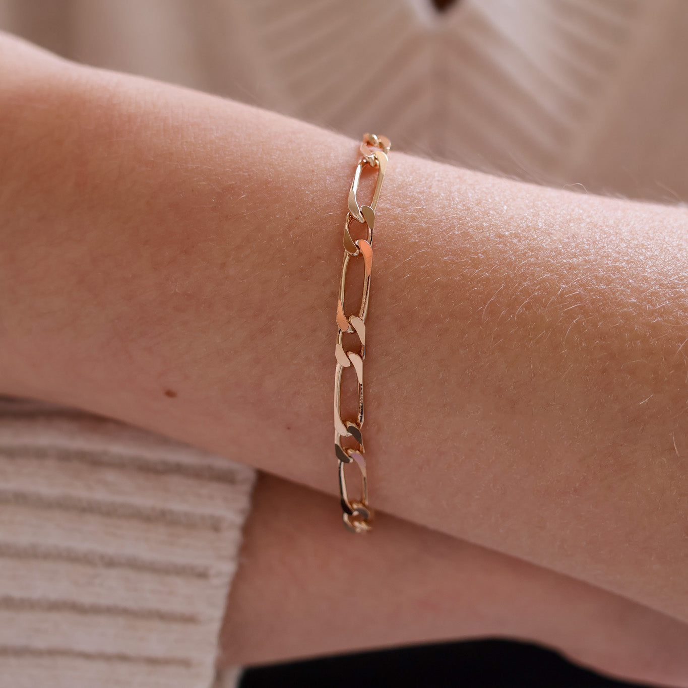 Figaro bracelet 1/1 alternating mesh gold-plated