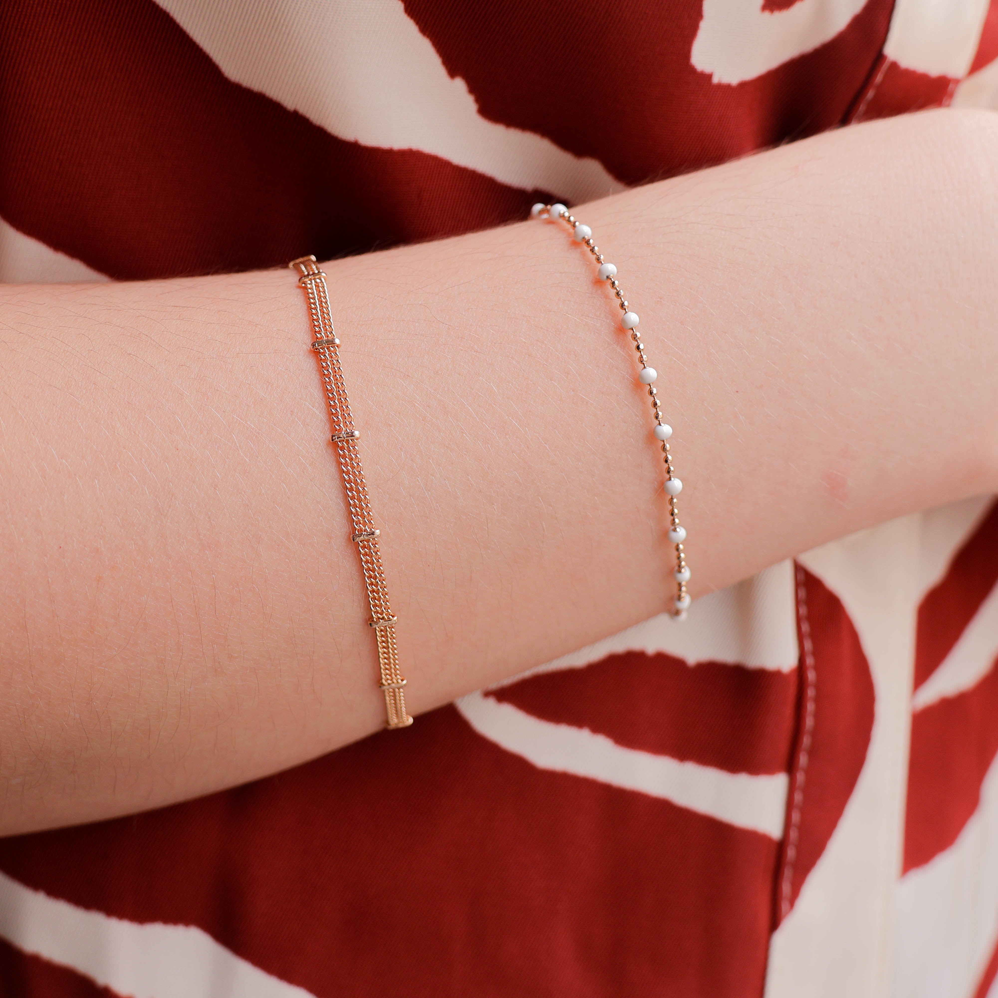 Liora chain bracelet 18cm double row gold-plated