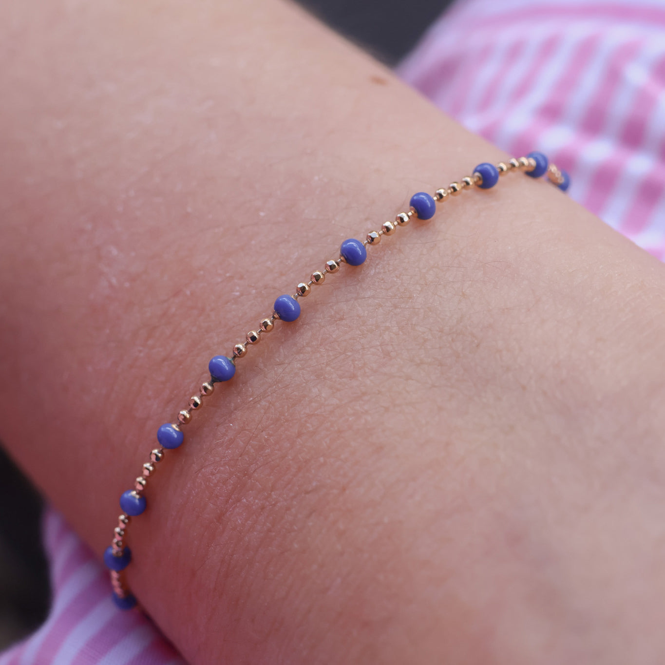 Almaria Bracelet 18cm blue lacquered beads gold-plated