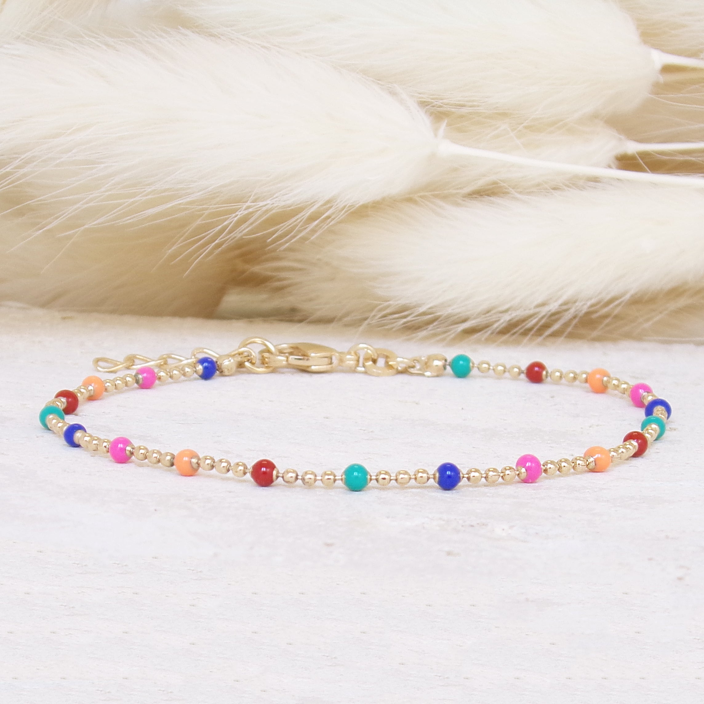 Almaria Bracelet 18cm multicolor lacquered beads gold-plated
