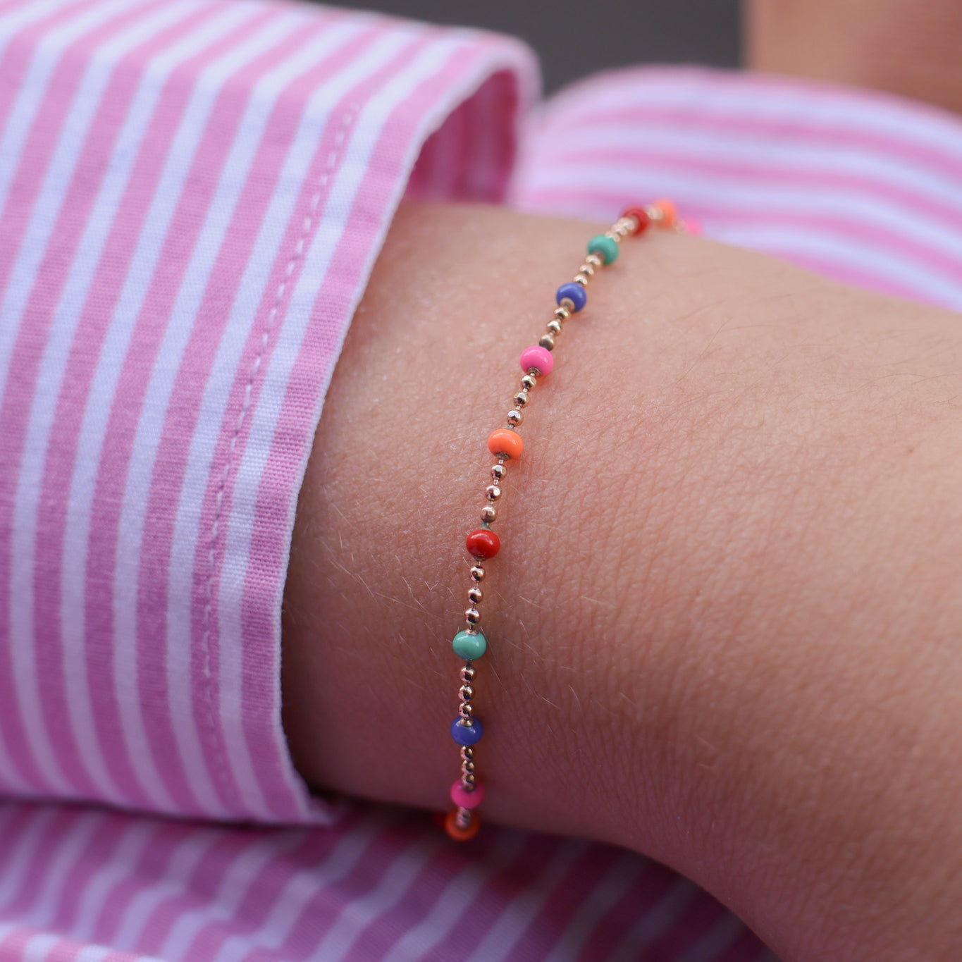 Almaria Bracelet 18cm multicolor lacquered beads gold-plated