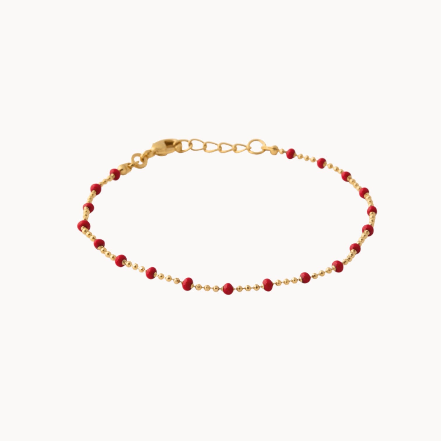 Almaria Bracelet 18cm red lacquered beads gold-plated