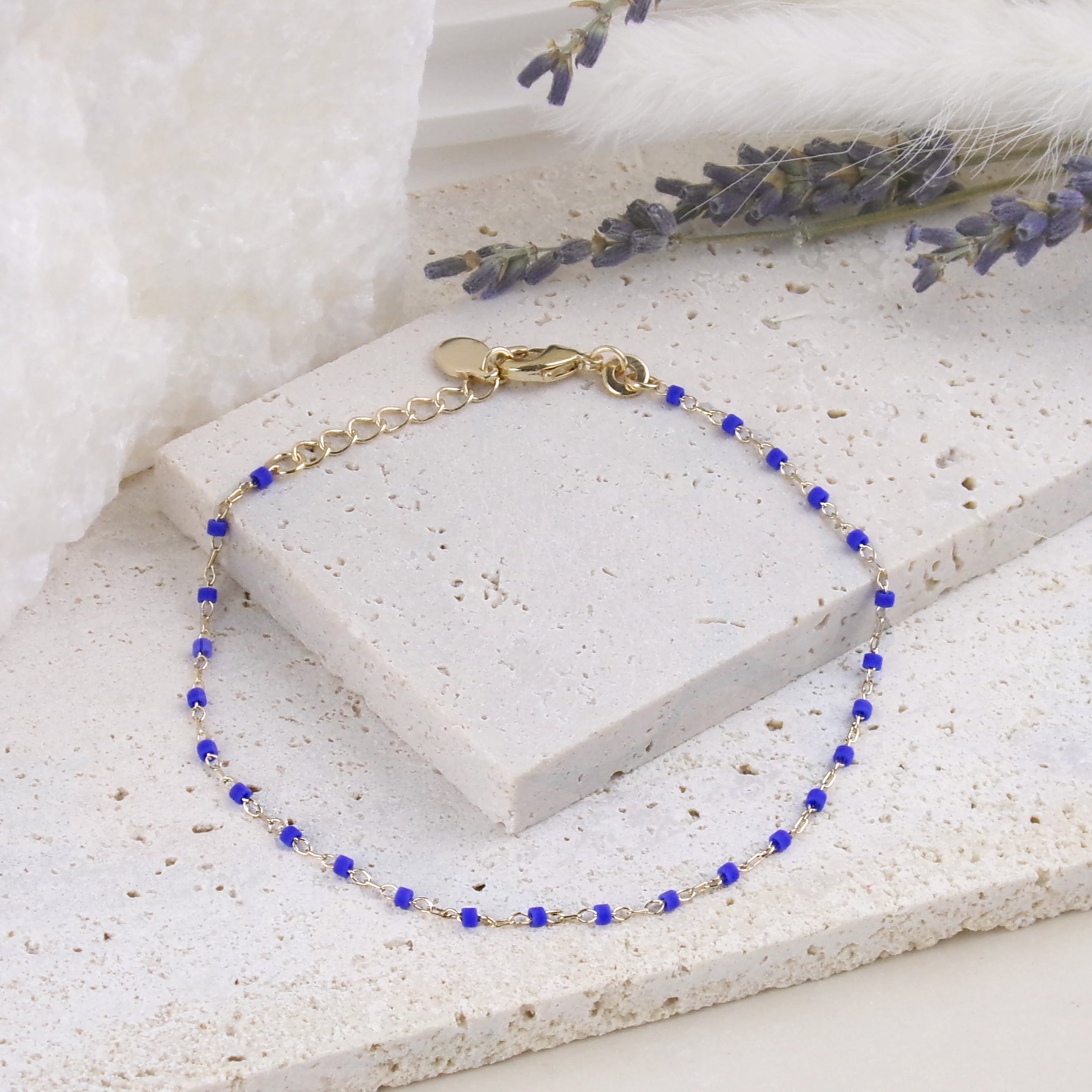 Amaya Bracelet 18cm Miyuki pearls intense blue gold-plated