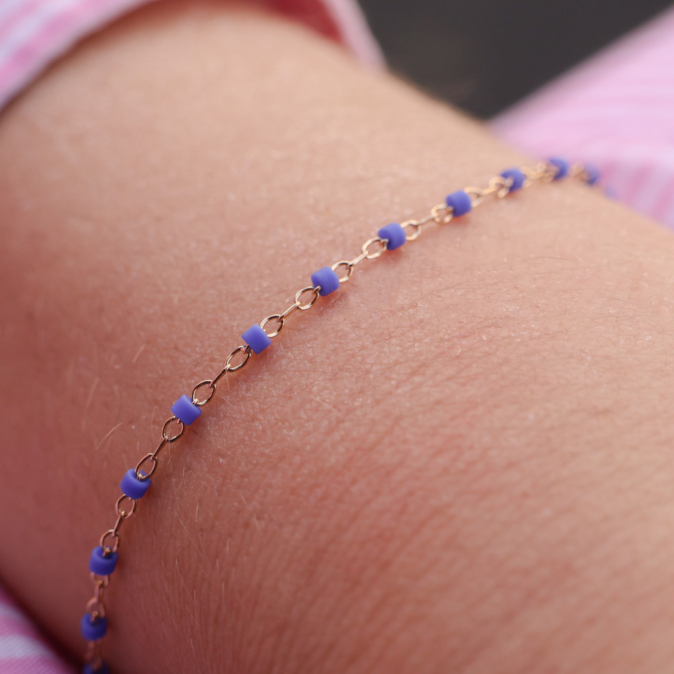 Amaya Bracelet 18cm Miyuki pearls intense blue gold-plated