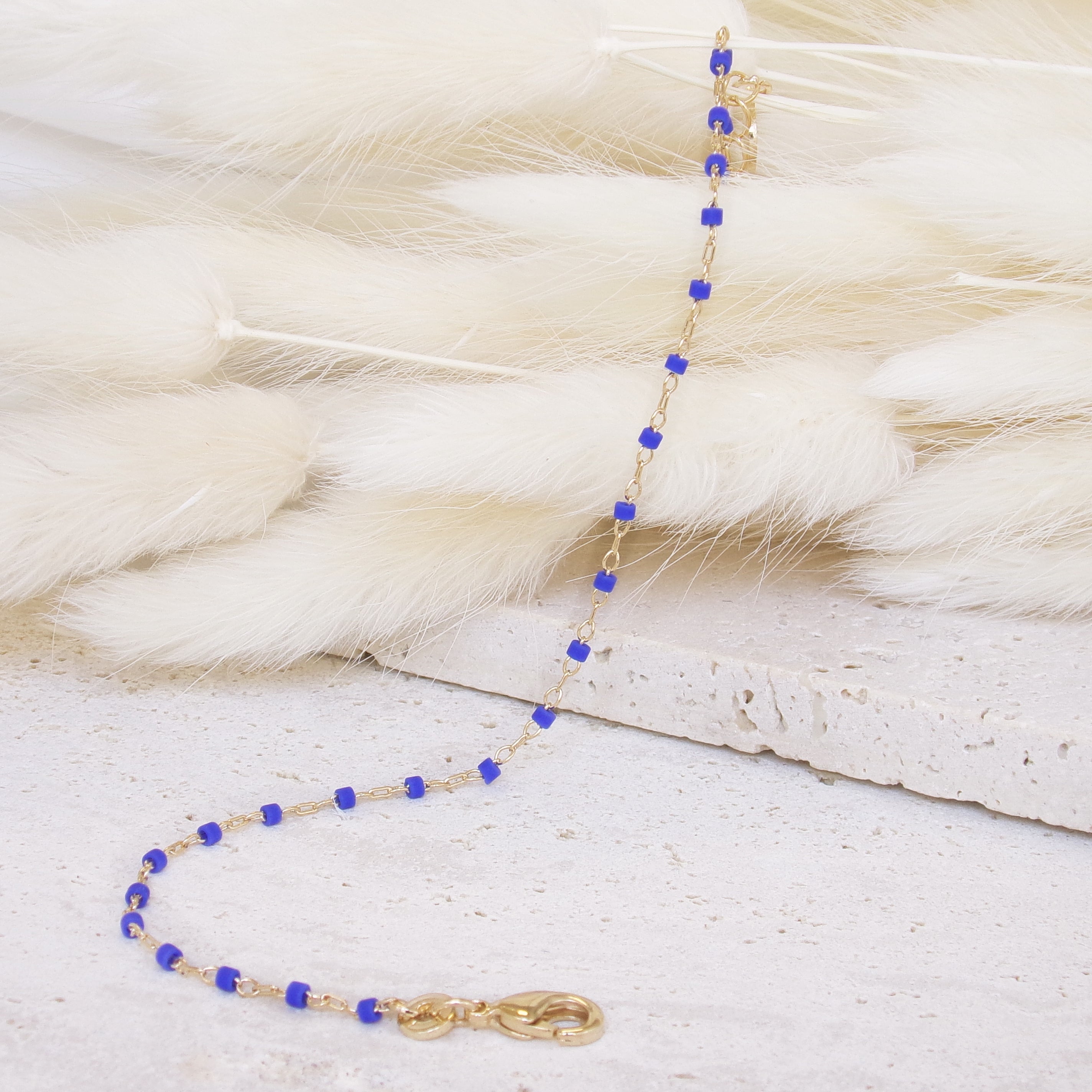 Amaya Bracelet 18cm Miyuki pearls intense blue gold-plated