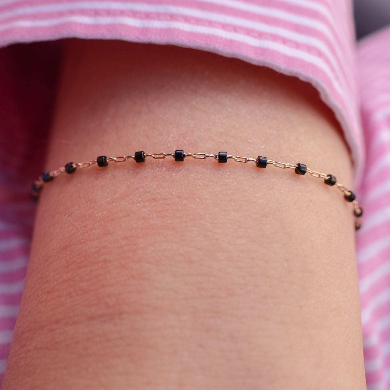 Amaya bracelet 18cm black Miyuki beads gold-plated