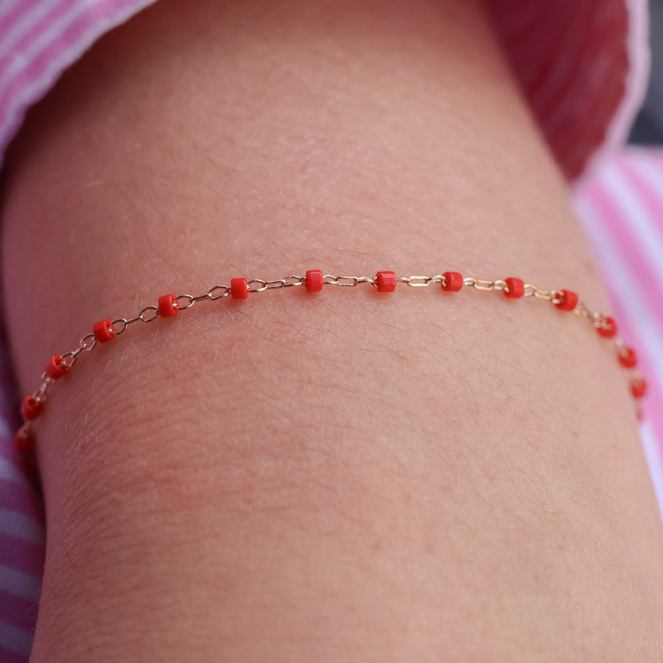 Amaya Bracelet 18cm red Miyuki beads gold-plated