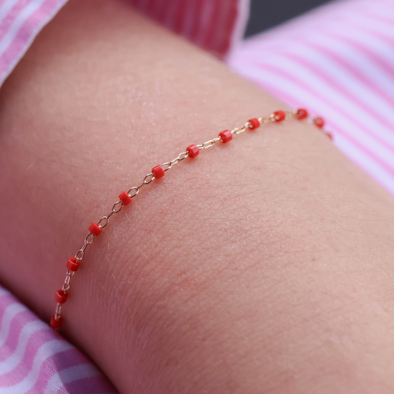 Amaya Bracelet 18cm red Miyuki beads gold-plated
