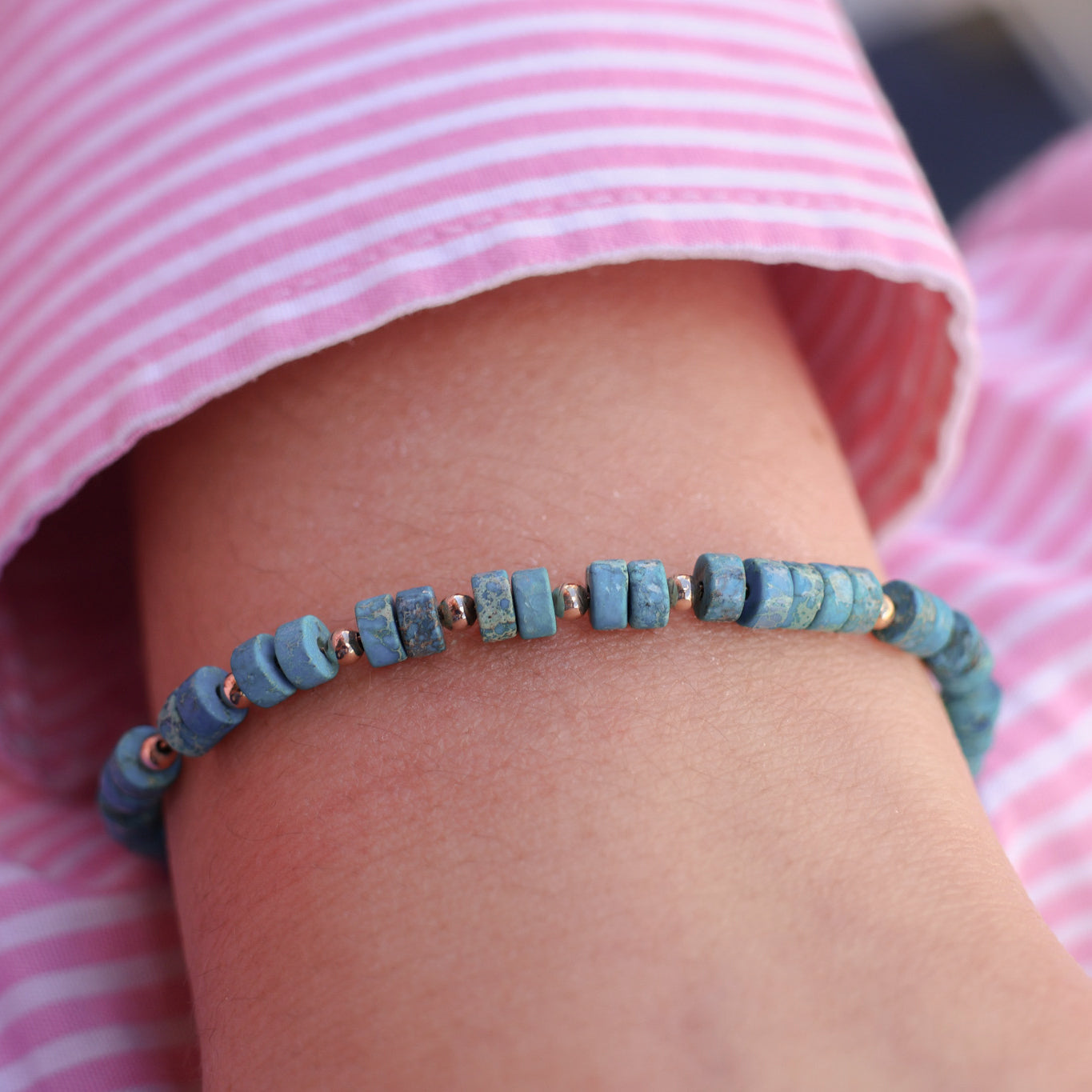 Gaia bracelet blue jasper beads gold-plated