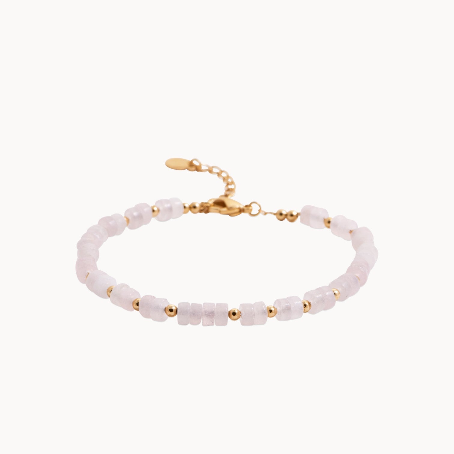 Gaia bracelet rose quartz beads gold-plated