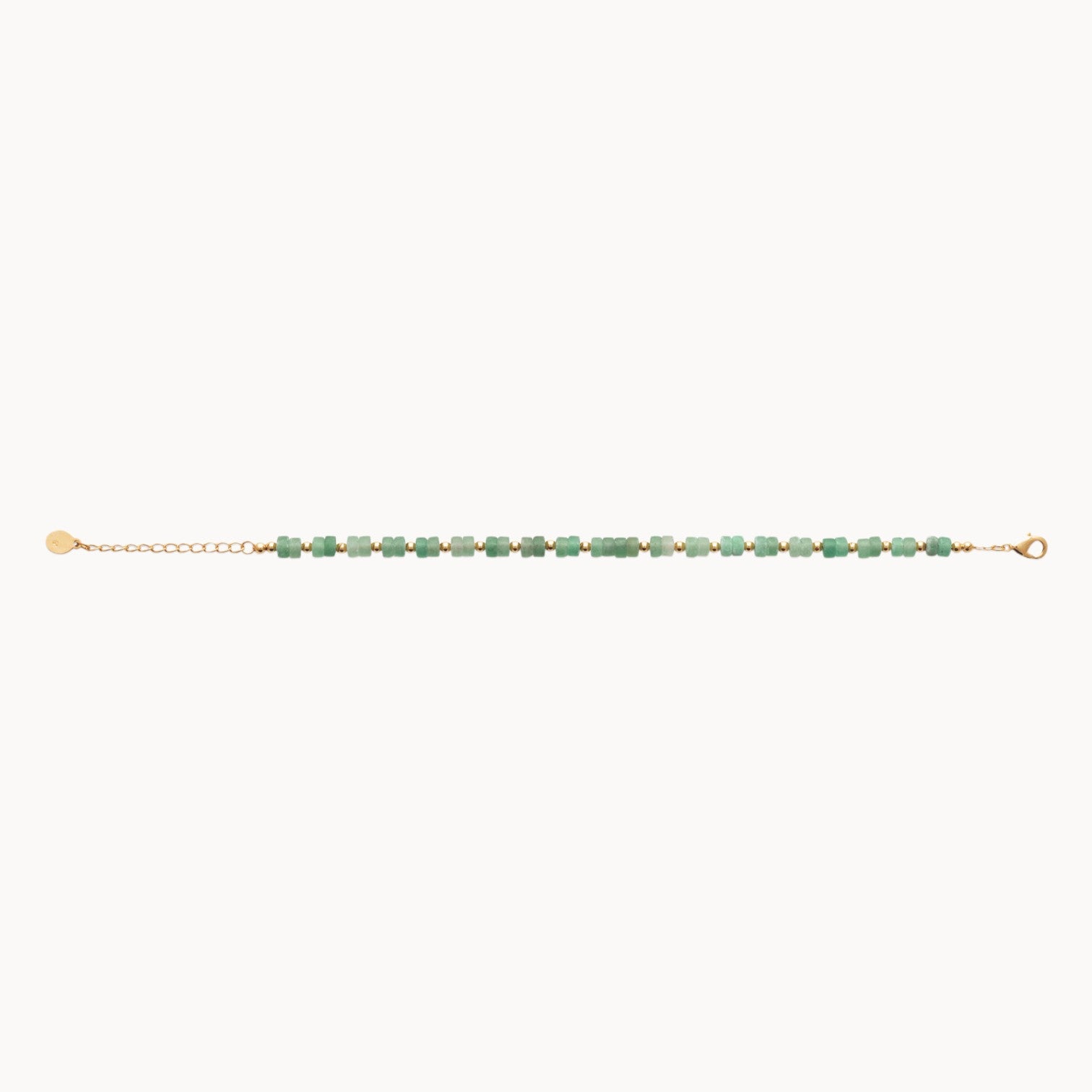 Gaia bracelet green quartzite beads gold plated