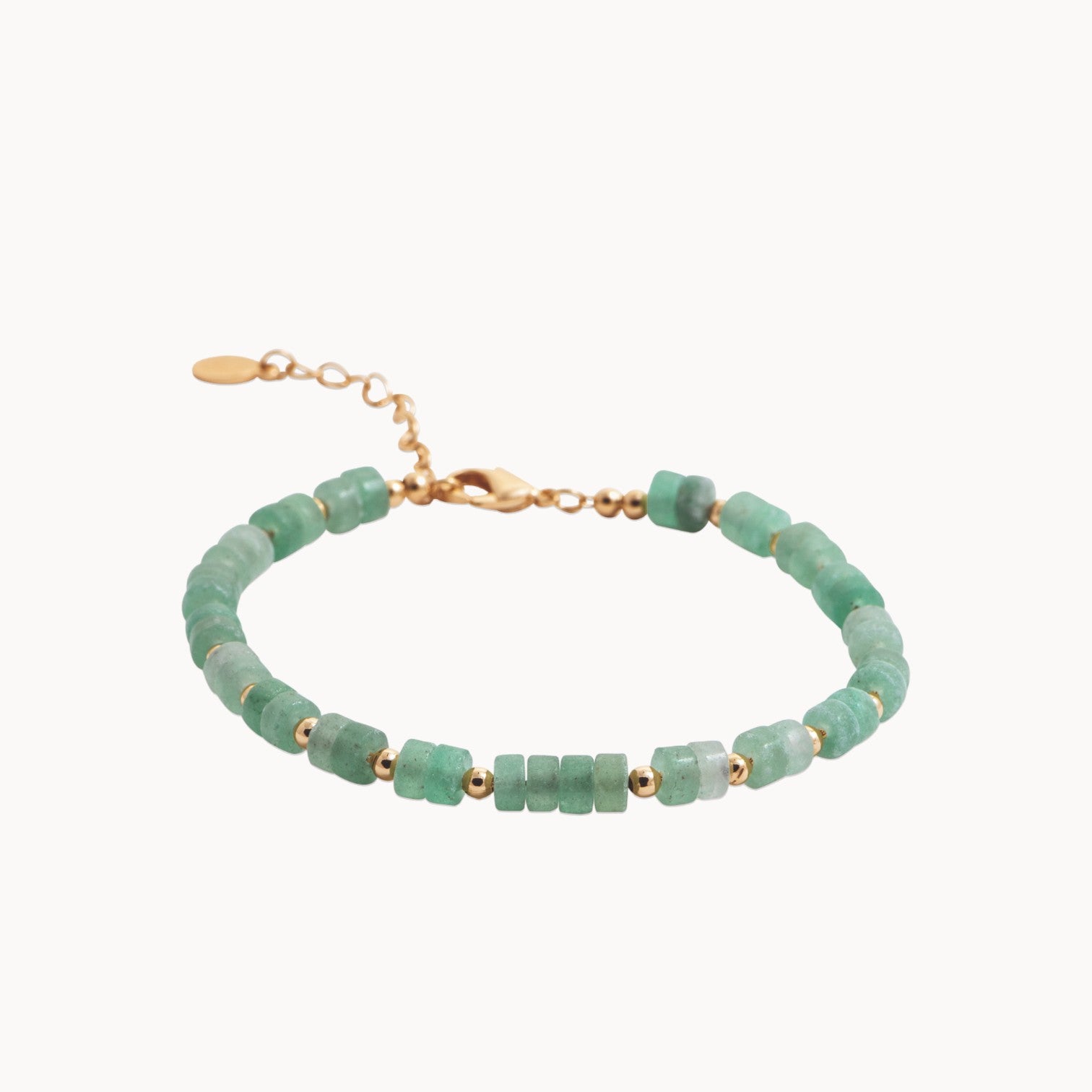 Gaia bracelet green quartzite beads gold plated