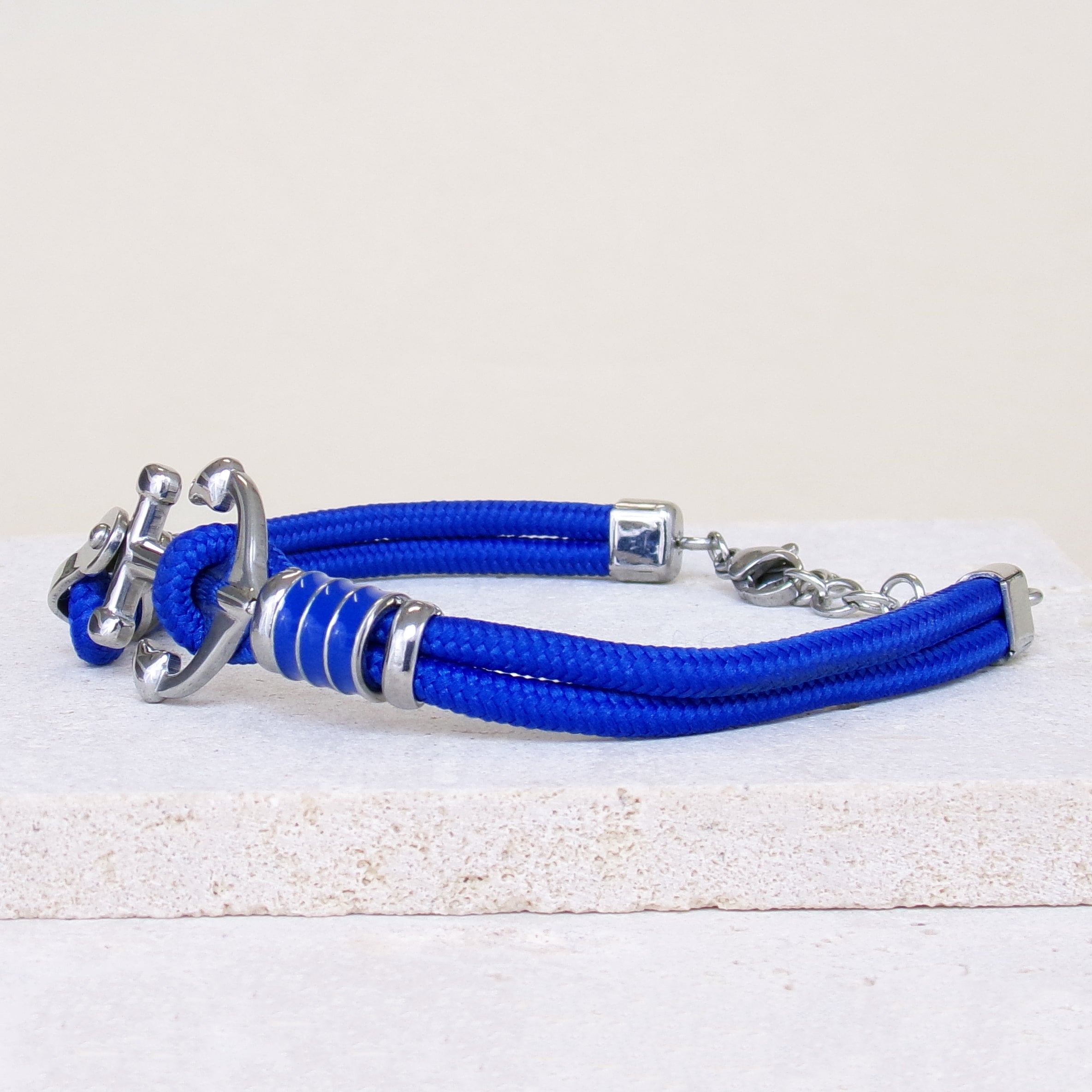 Brad Bracelet 21cm marine anchor ultramarine blue cord stainless steel