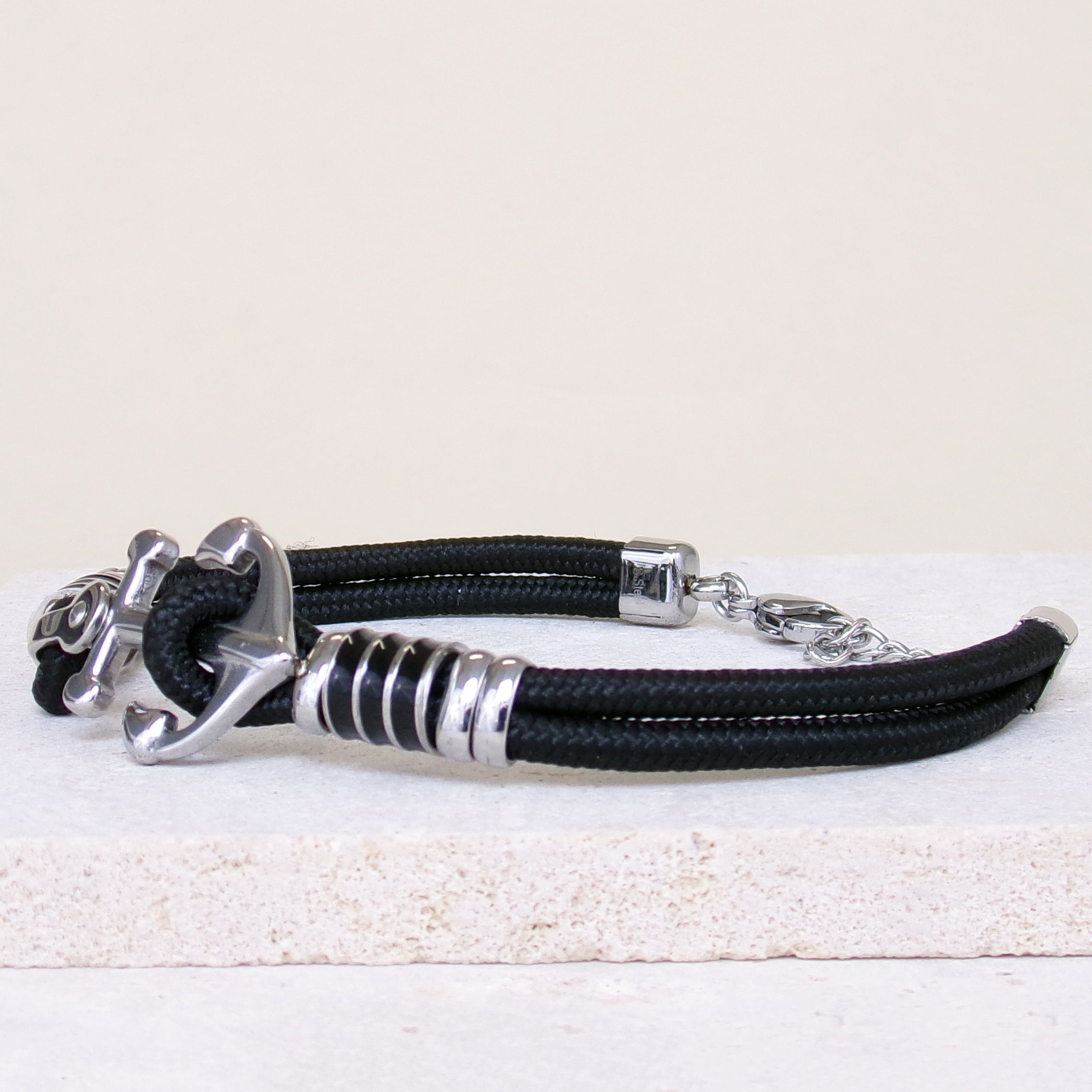 Brad Bracelet 21cm marine anchor black cord stainless steel