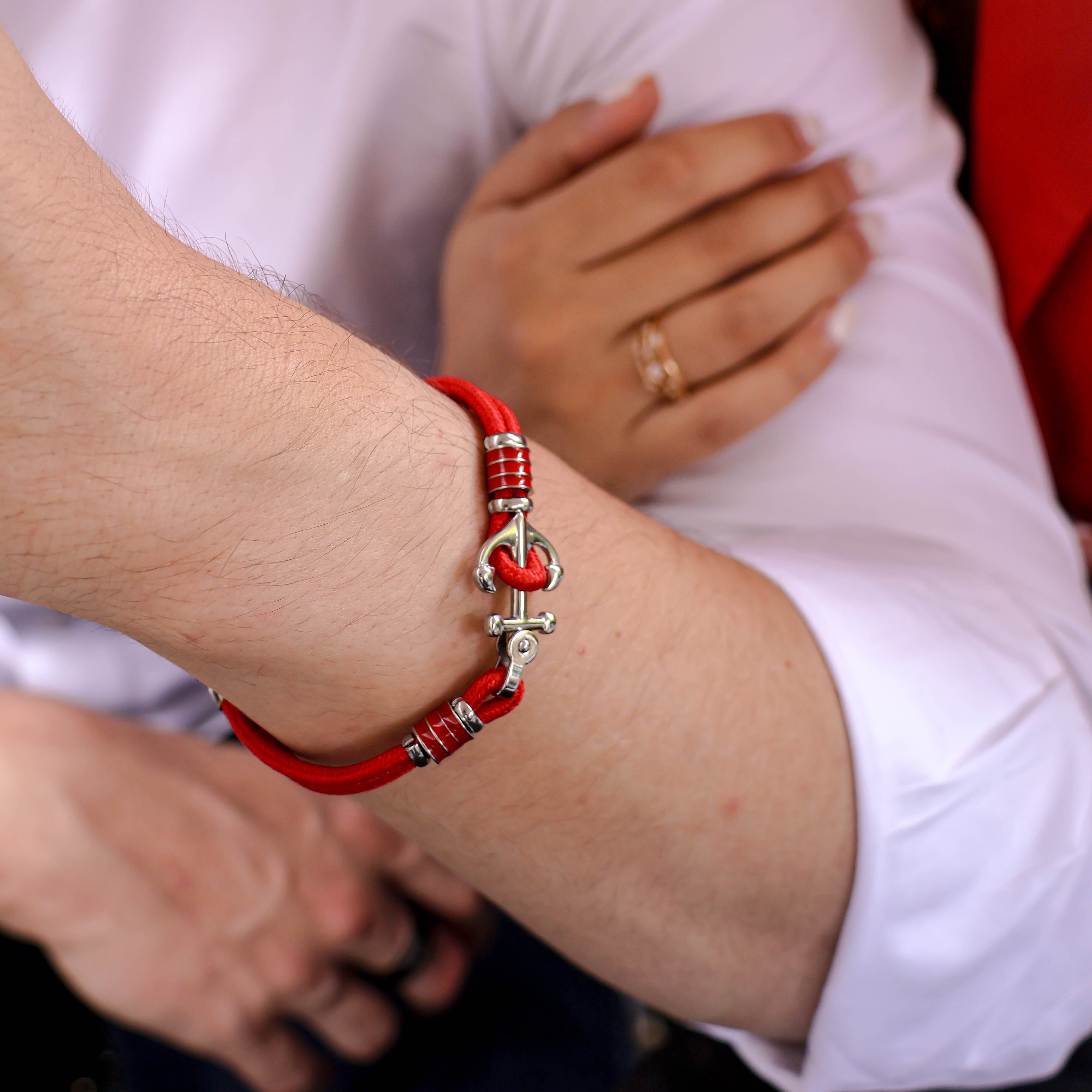 Brad Bracelet 21cm marine anchor red cord stainless steel