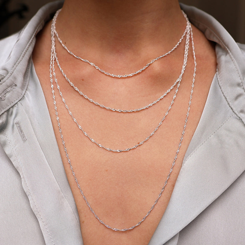 Chaine Singapour maille torsadée argent en argent 925, bijou élégant et intemporel Joyamada.