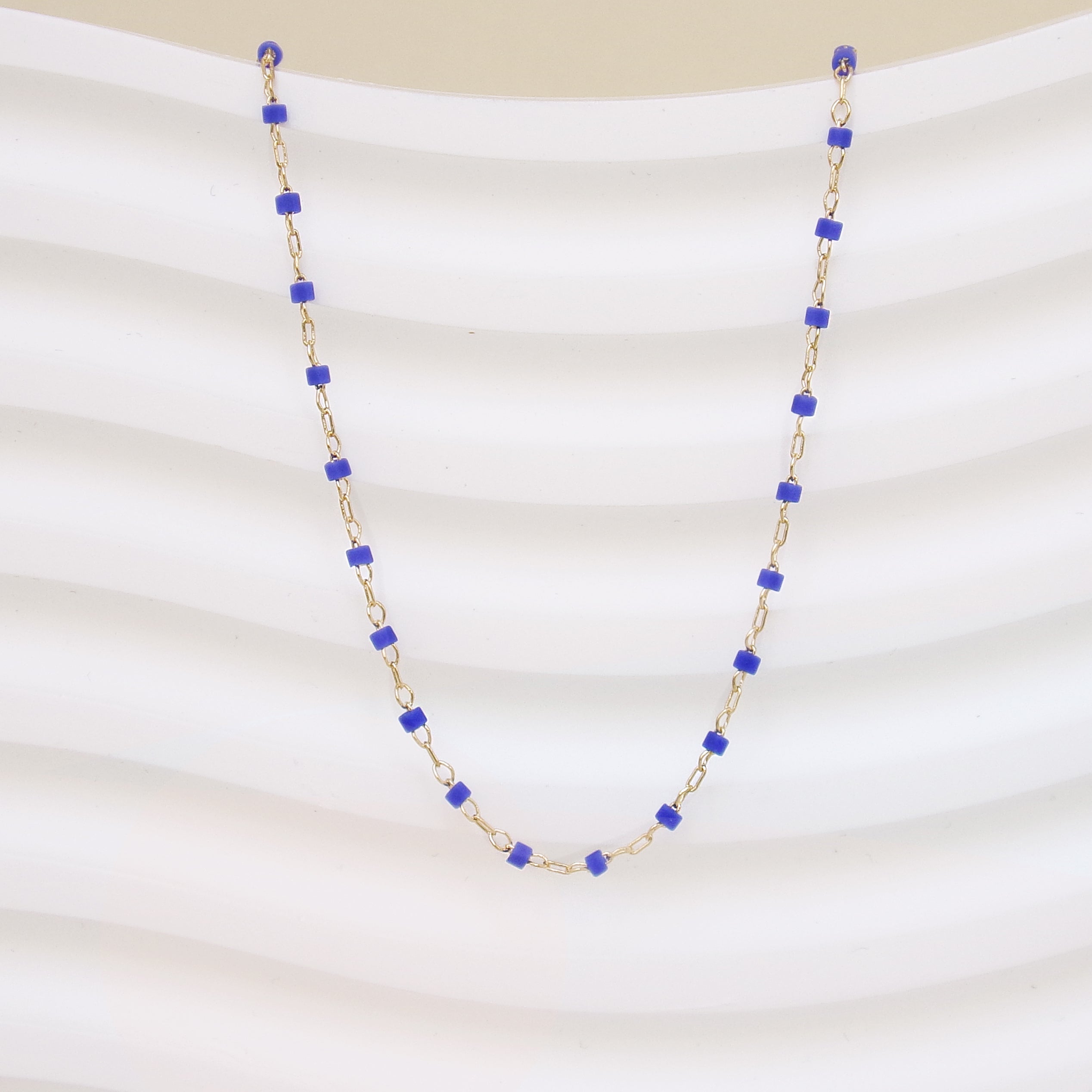 Amaya chain blue Miyuki beads gold-plated