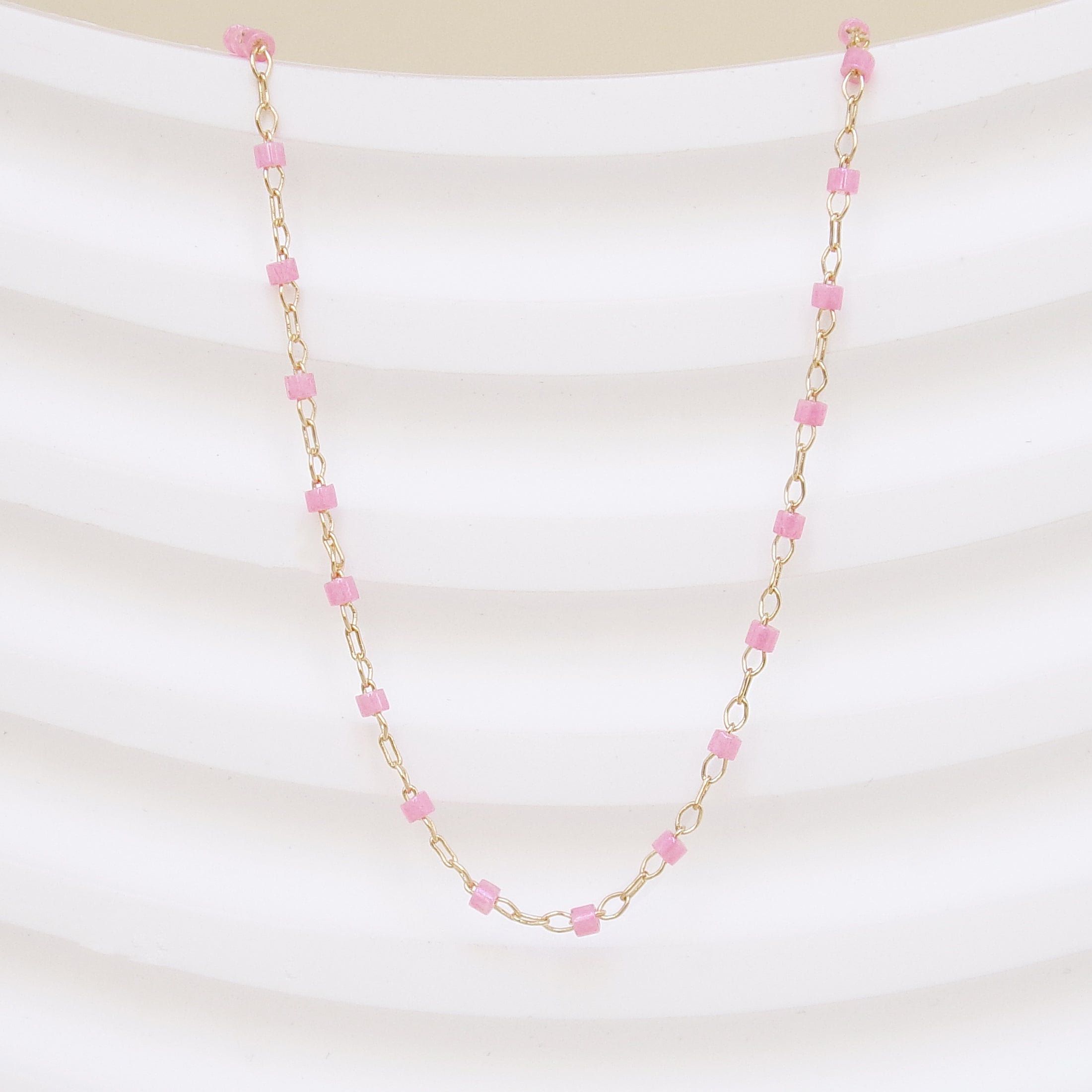 Amaya chain pink Miyuki beads gold-plated