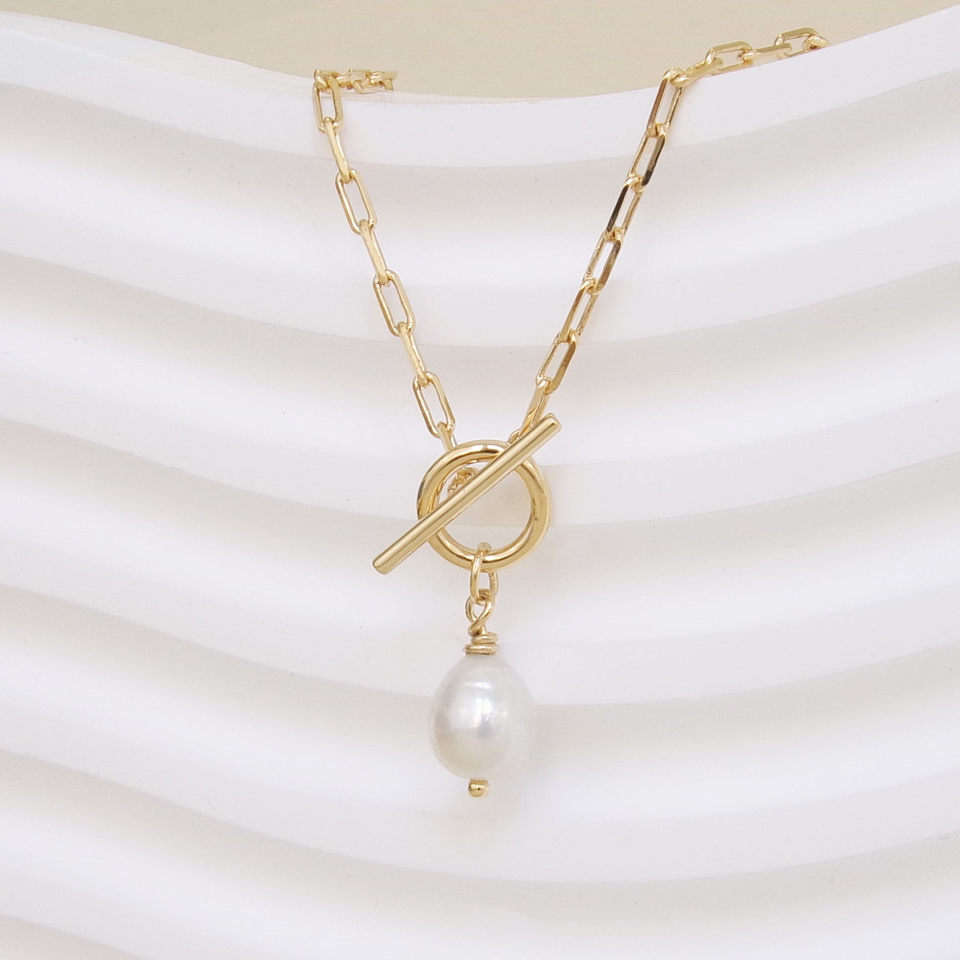 Gold-plated cultured pearl pendant Jay necklace