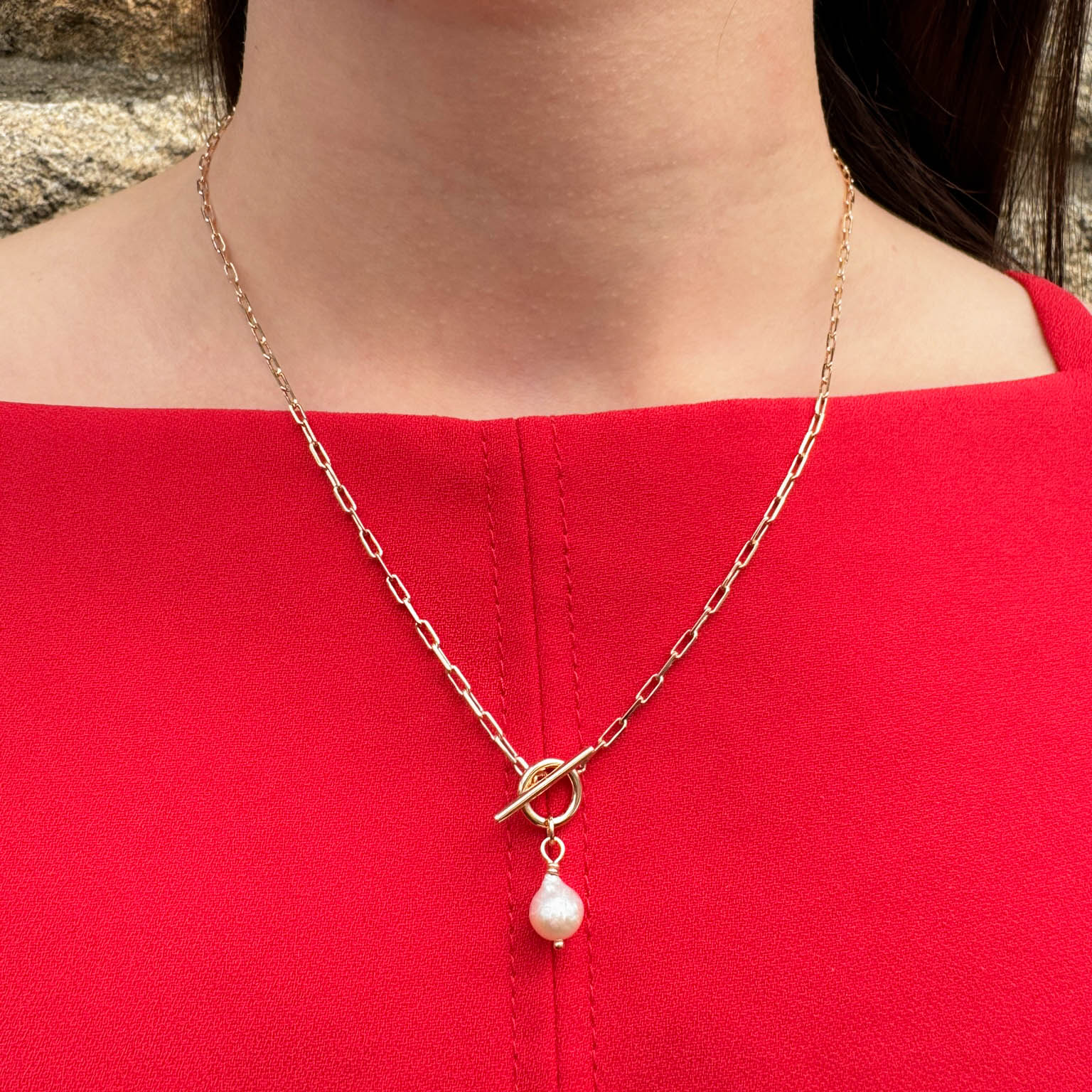 Gold-plated cultured pearl pendant Jay necklace