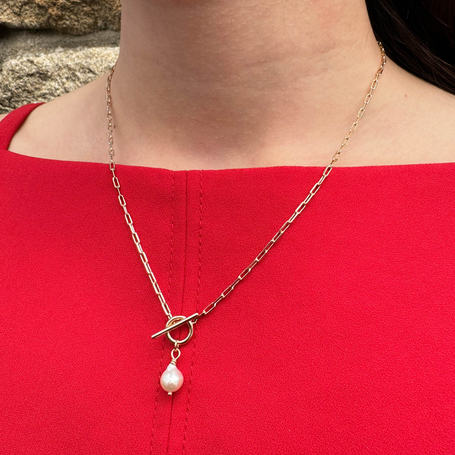 Gold-plated cultured pearl pendant Jay necklace