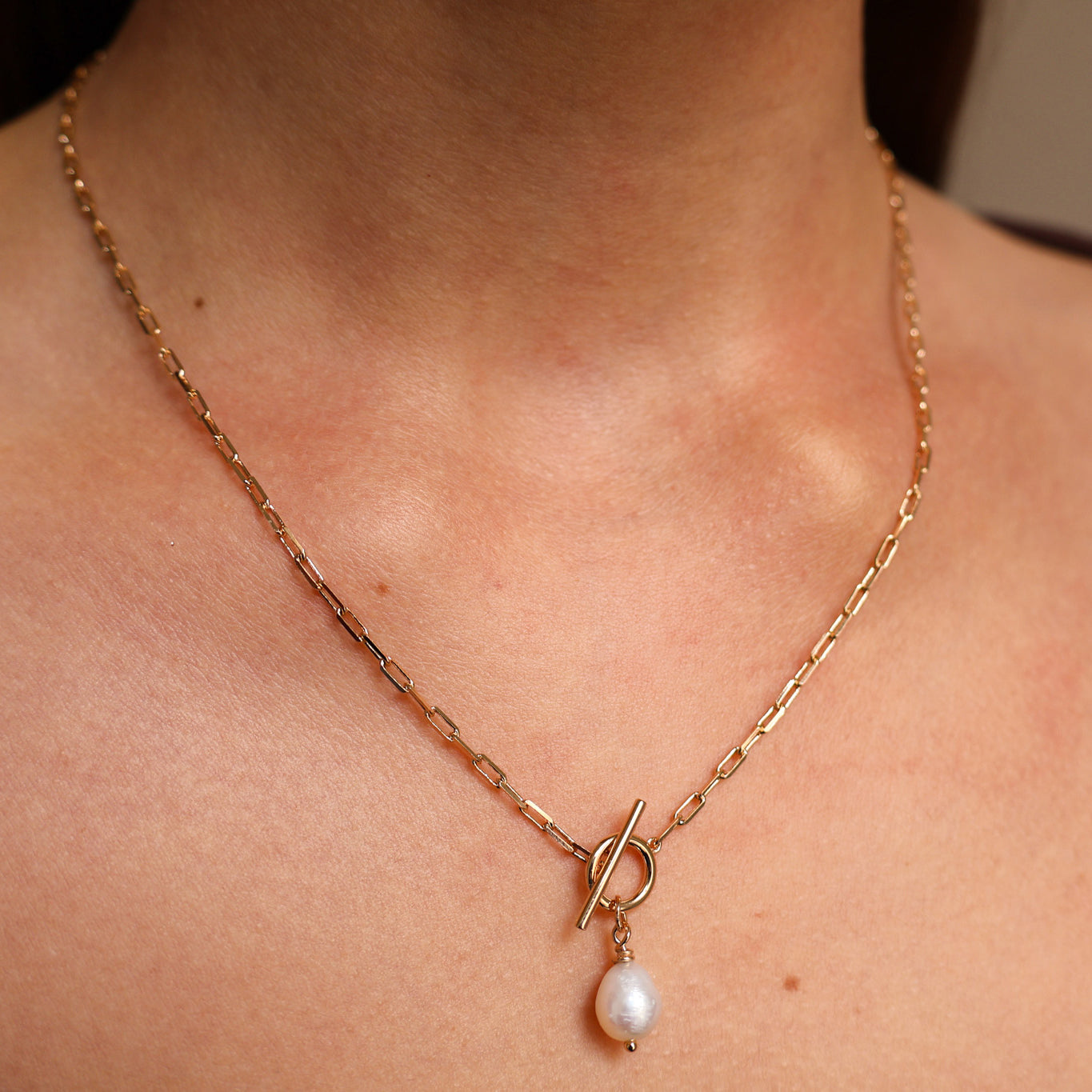 Gold-plated cultured pearl pendant Jay necklace