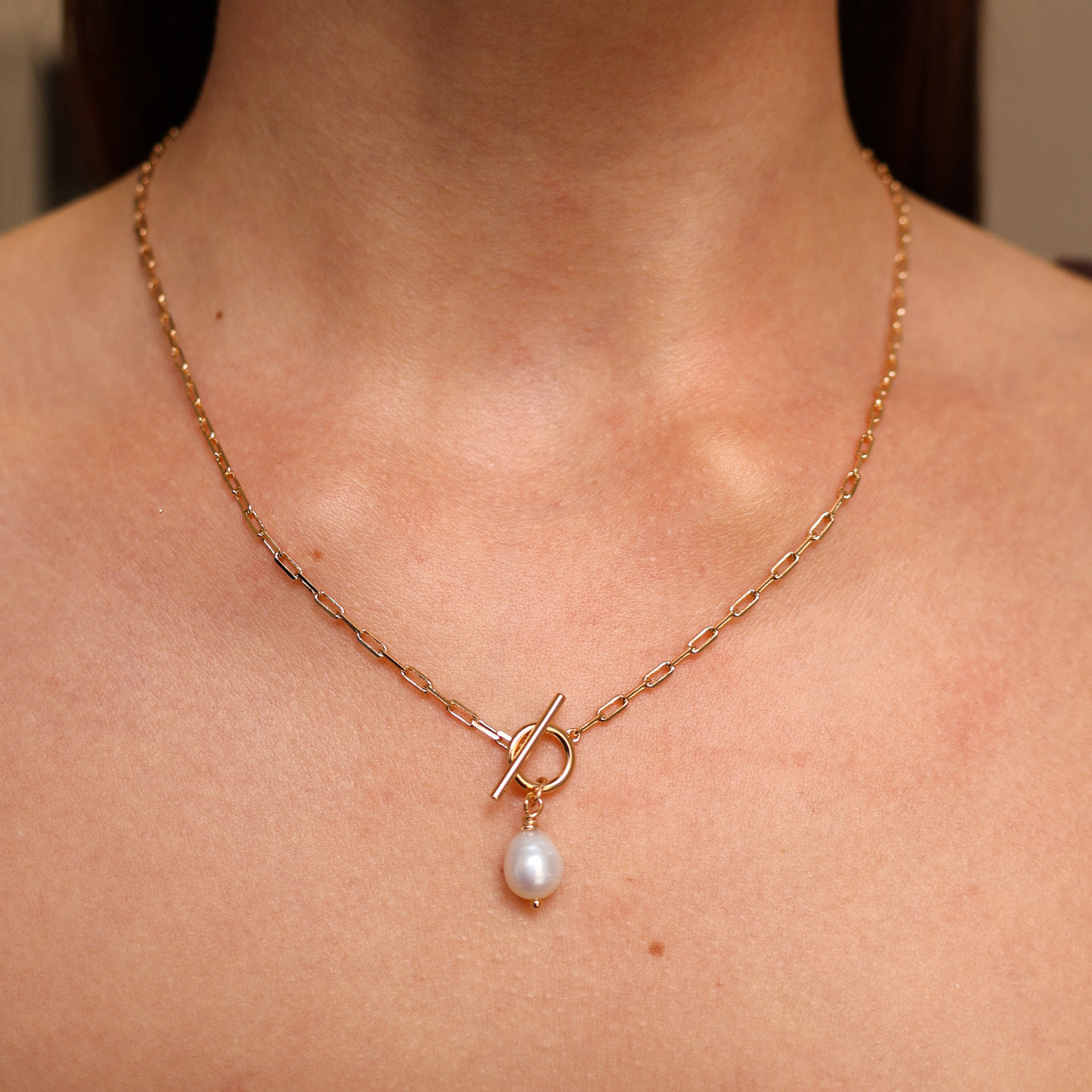 Gold-plated cultured pearl pendant Jay necklace
