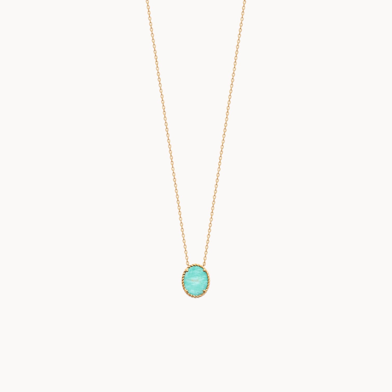 Cable link Suri necklace and gold-plated amazonite oval beaded pendant