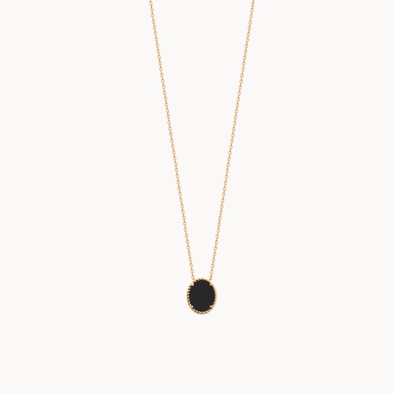 Cable link Suri necklace and gold-plated black agate oval beaded pendant