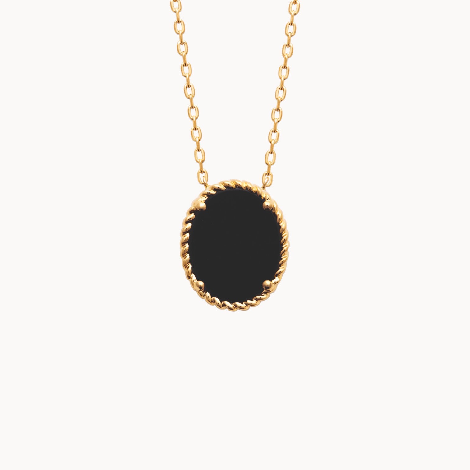 Cable link Suri necklace and gold-plated black agate oval beaded pendant
