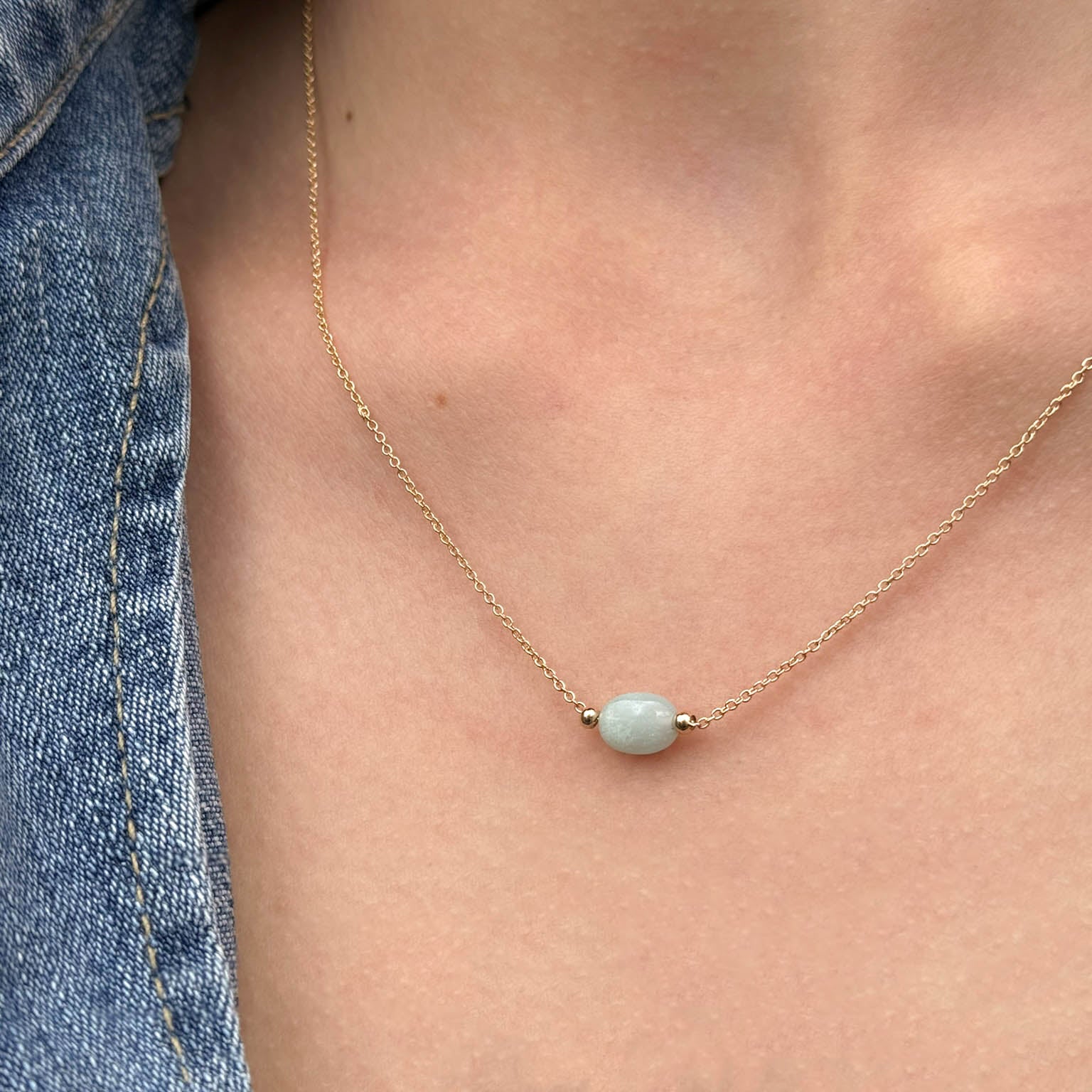 Gold Plated Amazonite Birthstone Cora Necklace