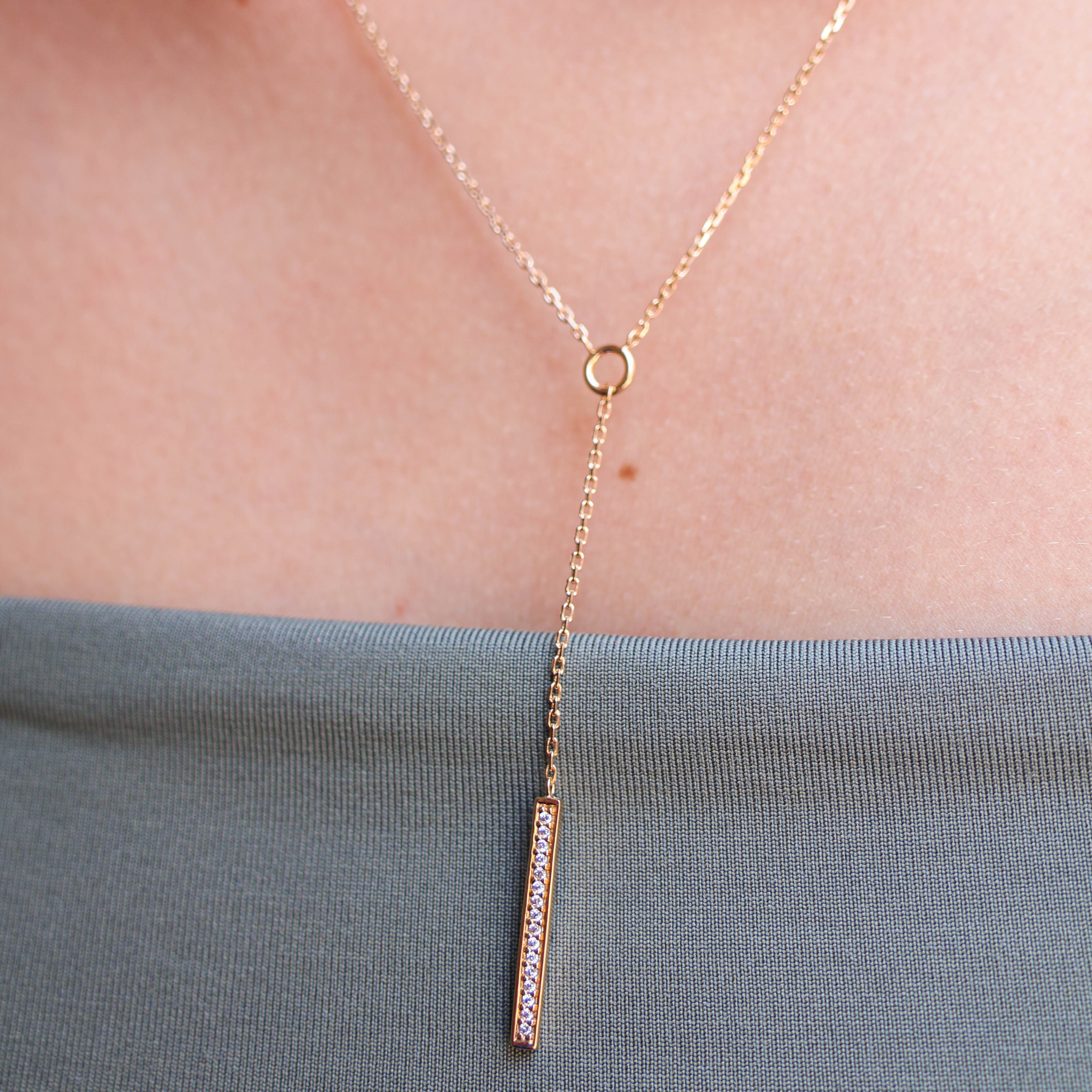 Imara tie chain necklace zircons gold-plated