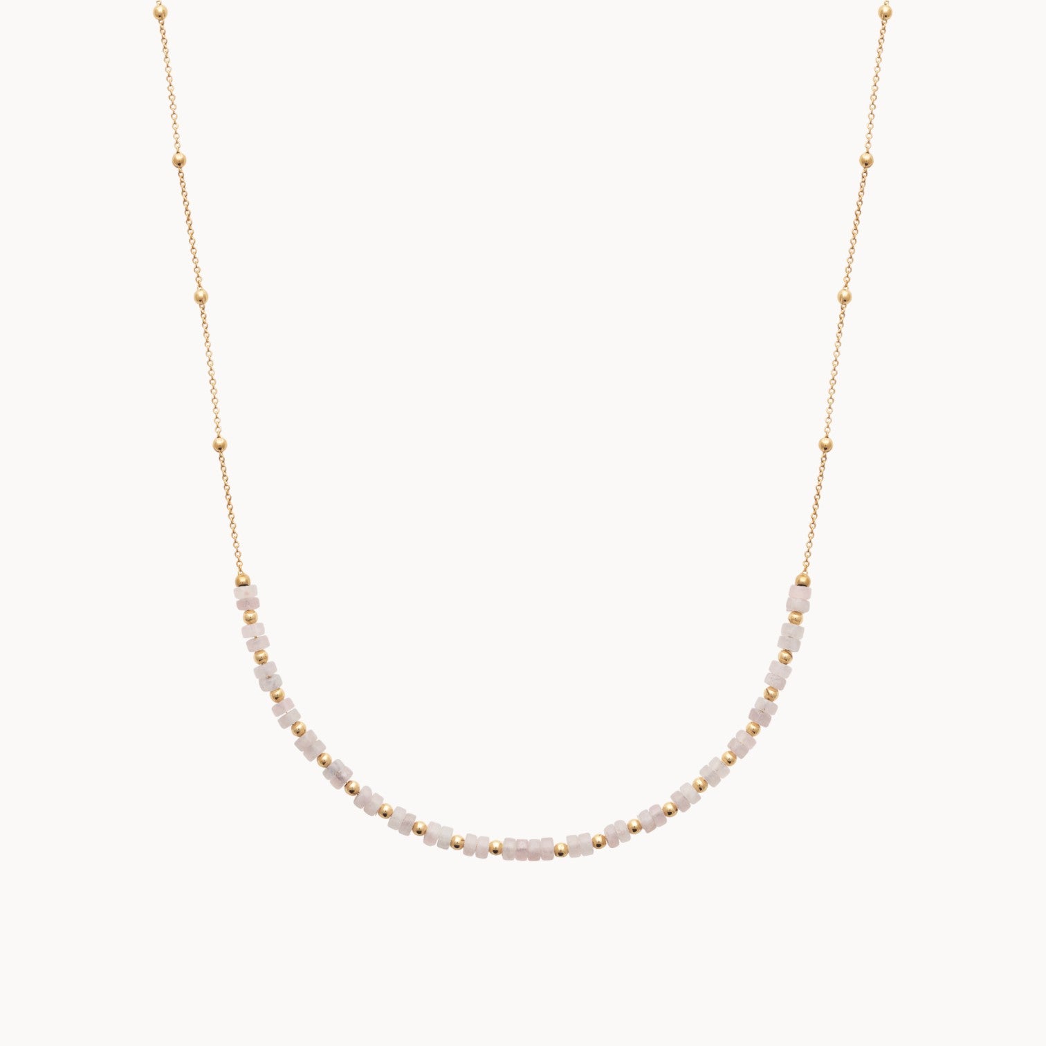 Gold plated rose quartz beaded Gaia necklace
