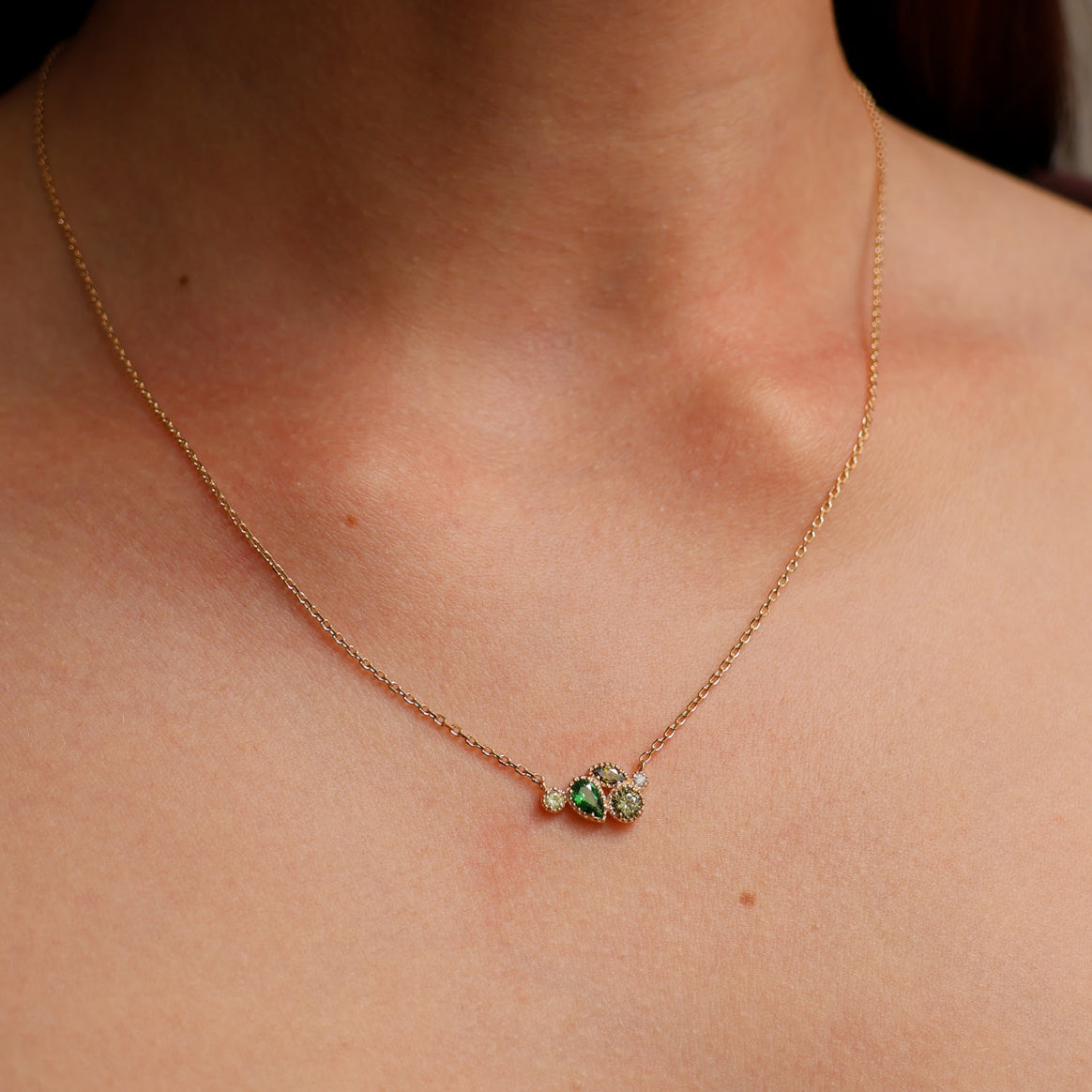 Anya necklace green zironcs gold-plated