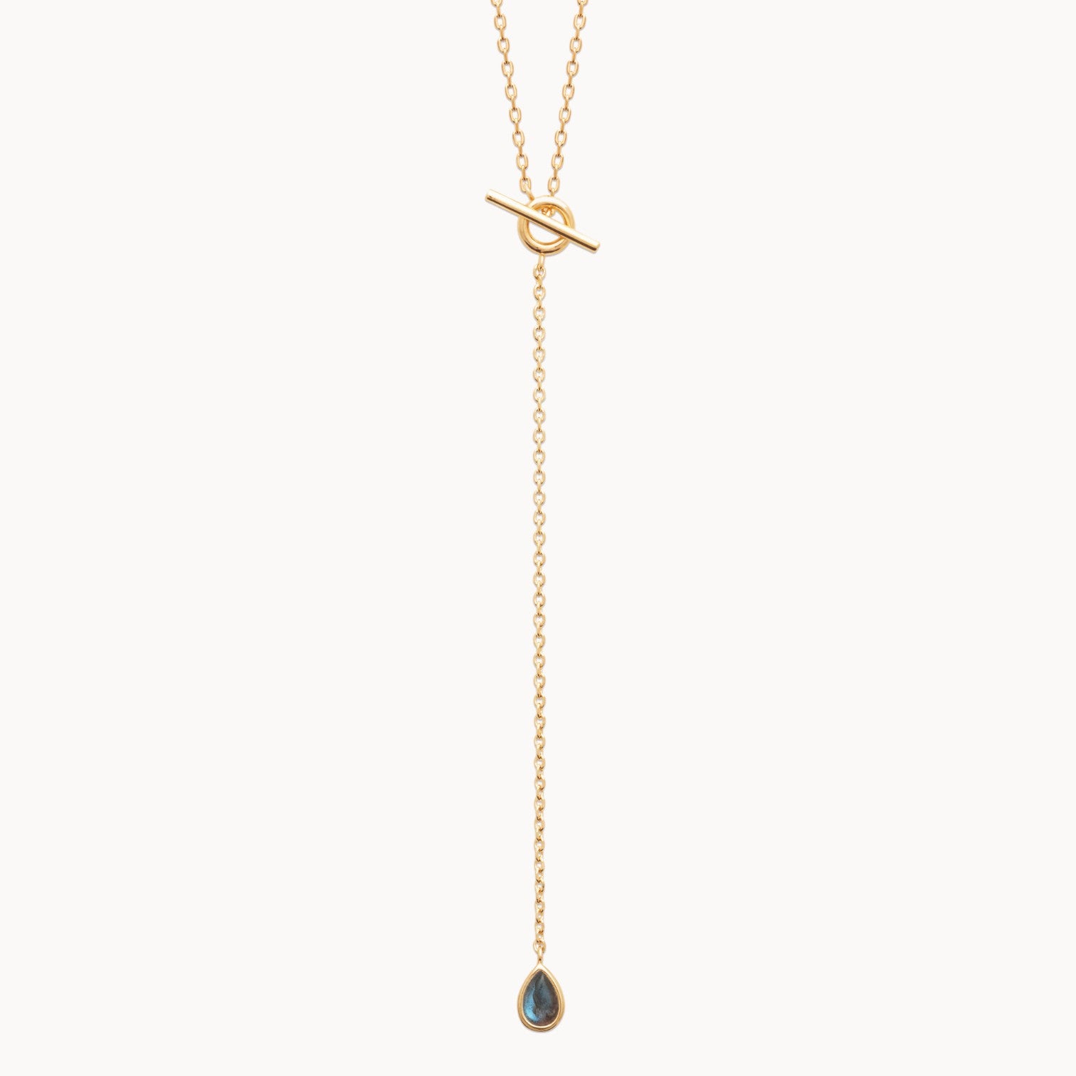 Saphira tie chain necklace Labradorite teardrop gold-plated