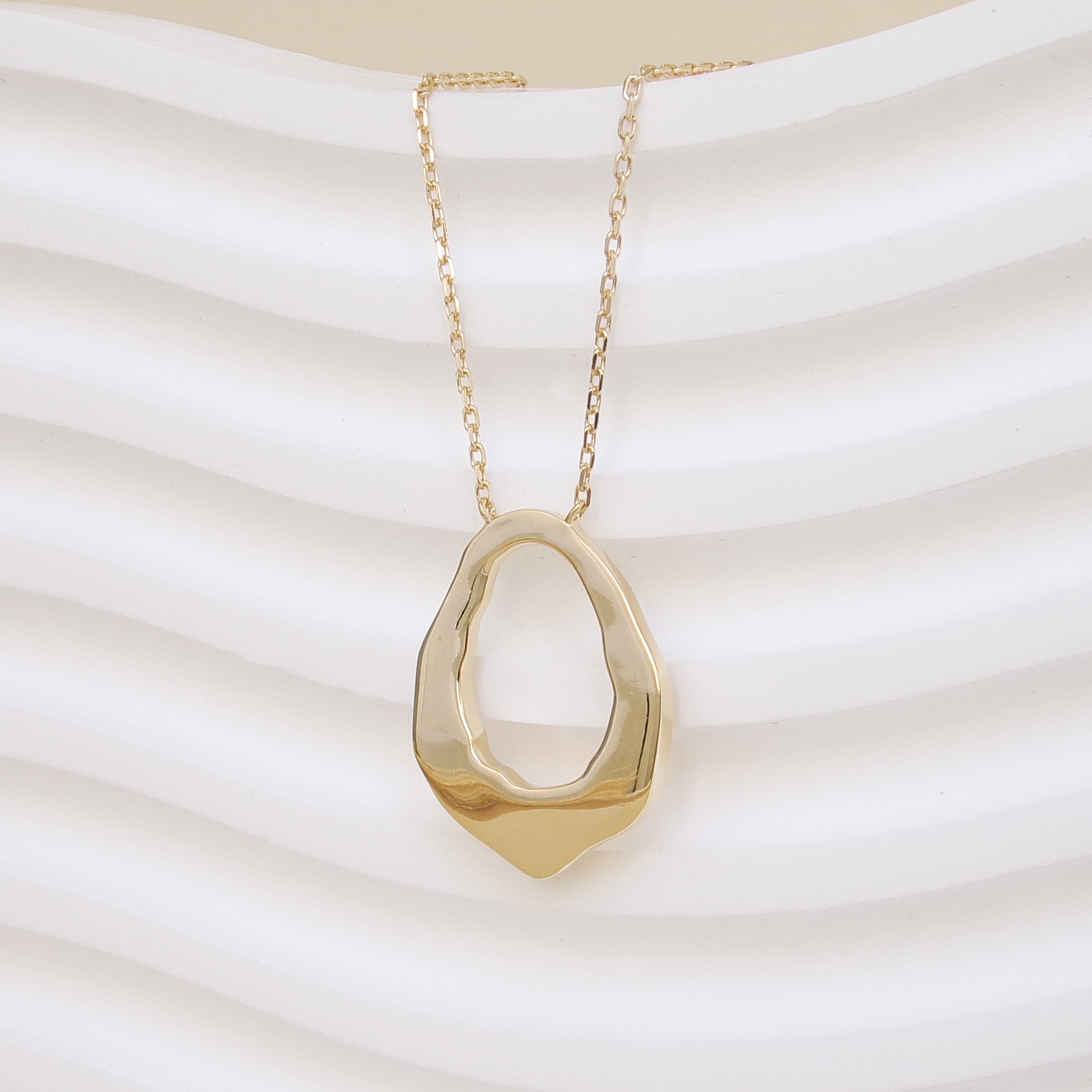 Gold Plated Irregular Oval Ring Kalani Necklace