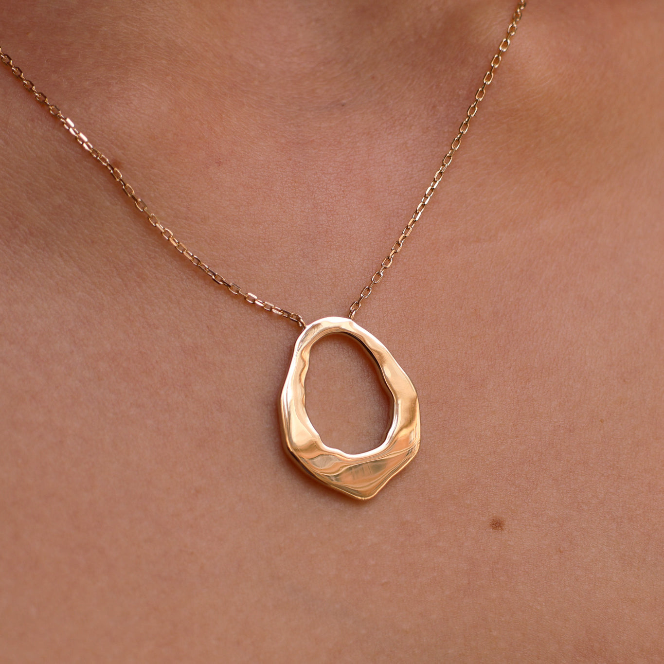 Gold Plated Irregular Oval Ring Kalani Necklace