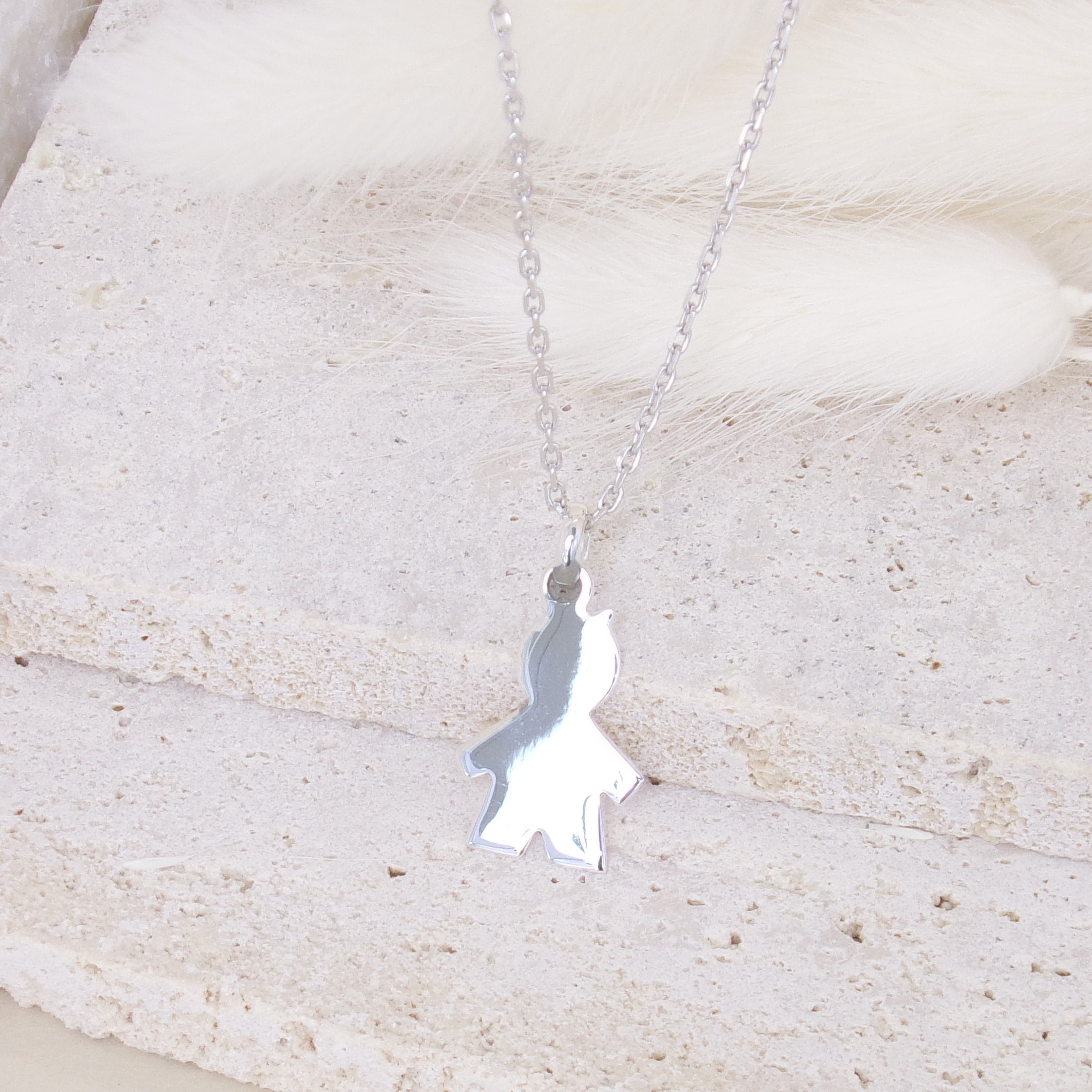 Boy silhouette pendant 17mm sterling silver