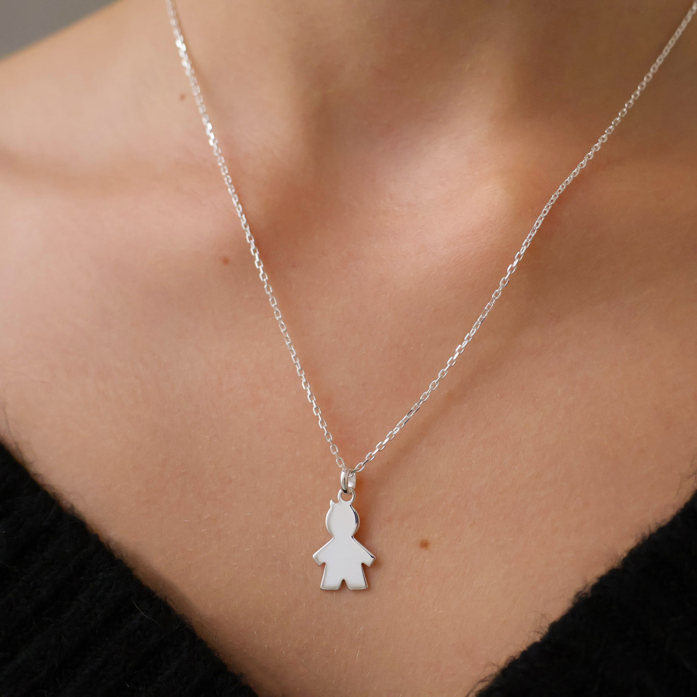 Boy silhouette pendant 17mm sterling silver