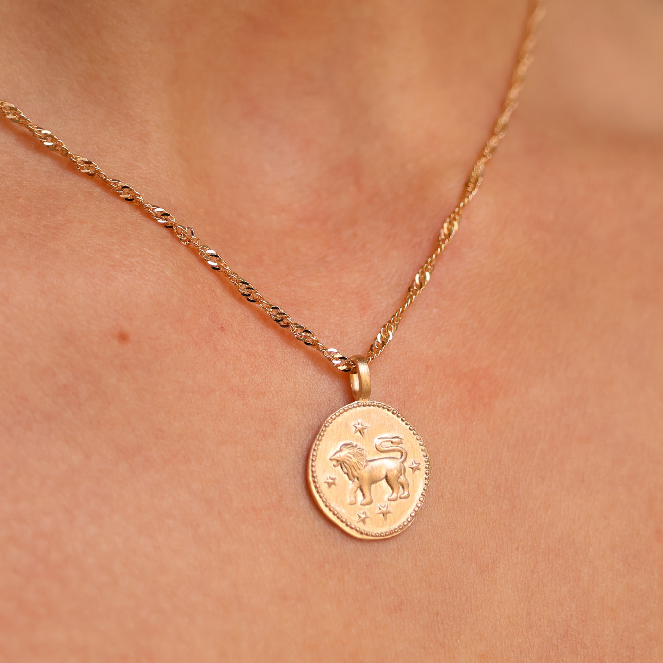 Leo astro medal pendant to engrave gold-plated
