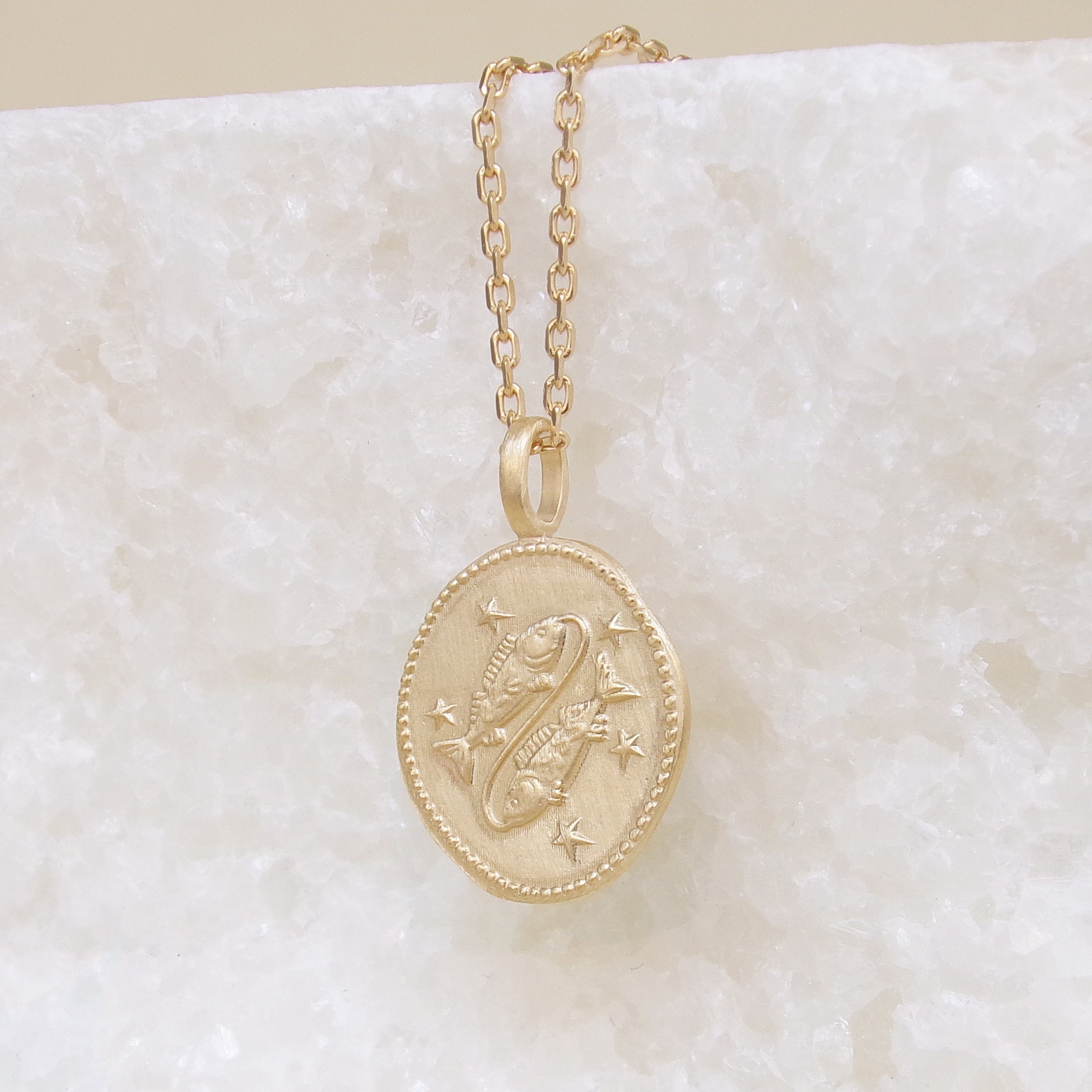 Pisces astro medal pendant to engrave gold-plated