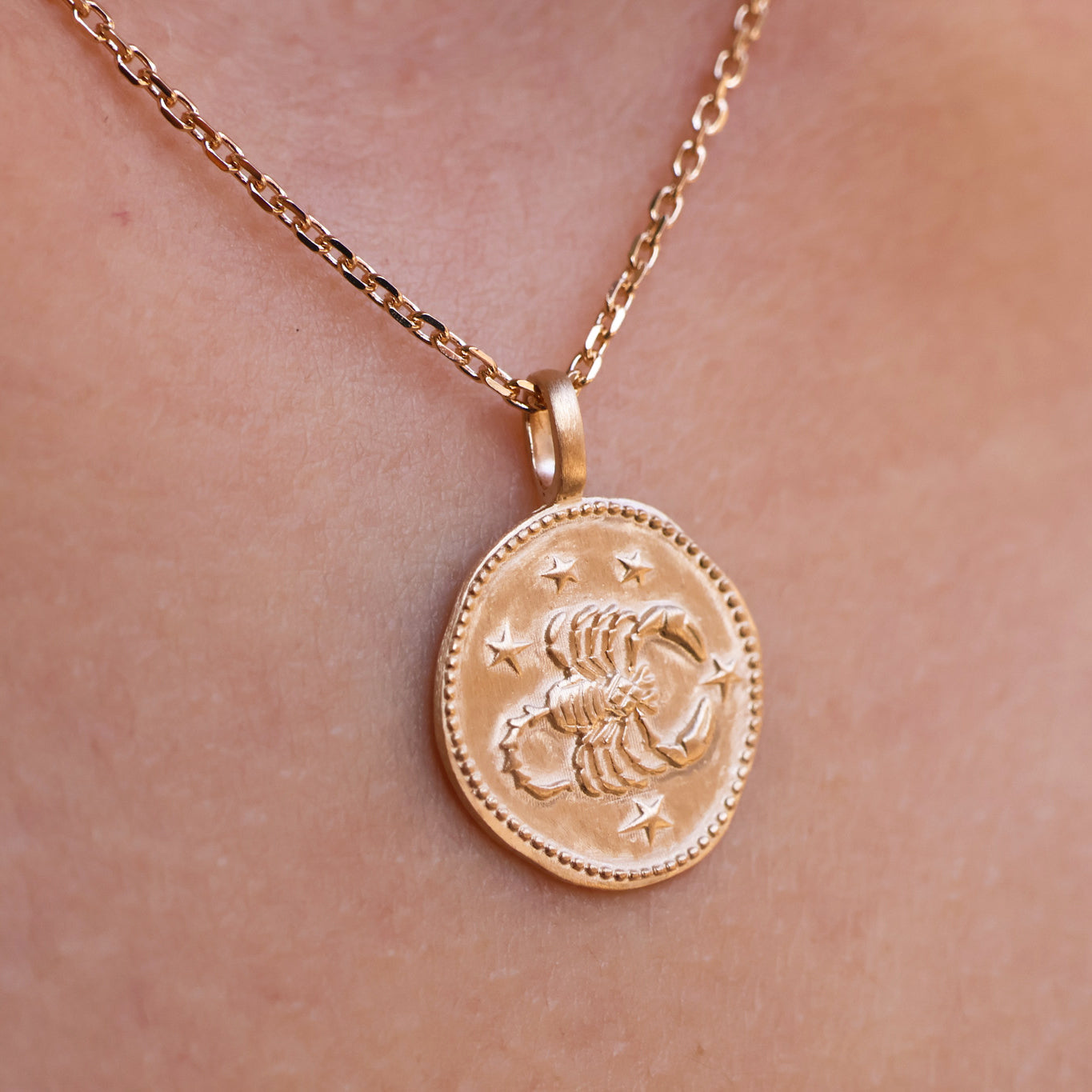 Scorpio astro medal pendant to engrave gold-plated